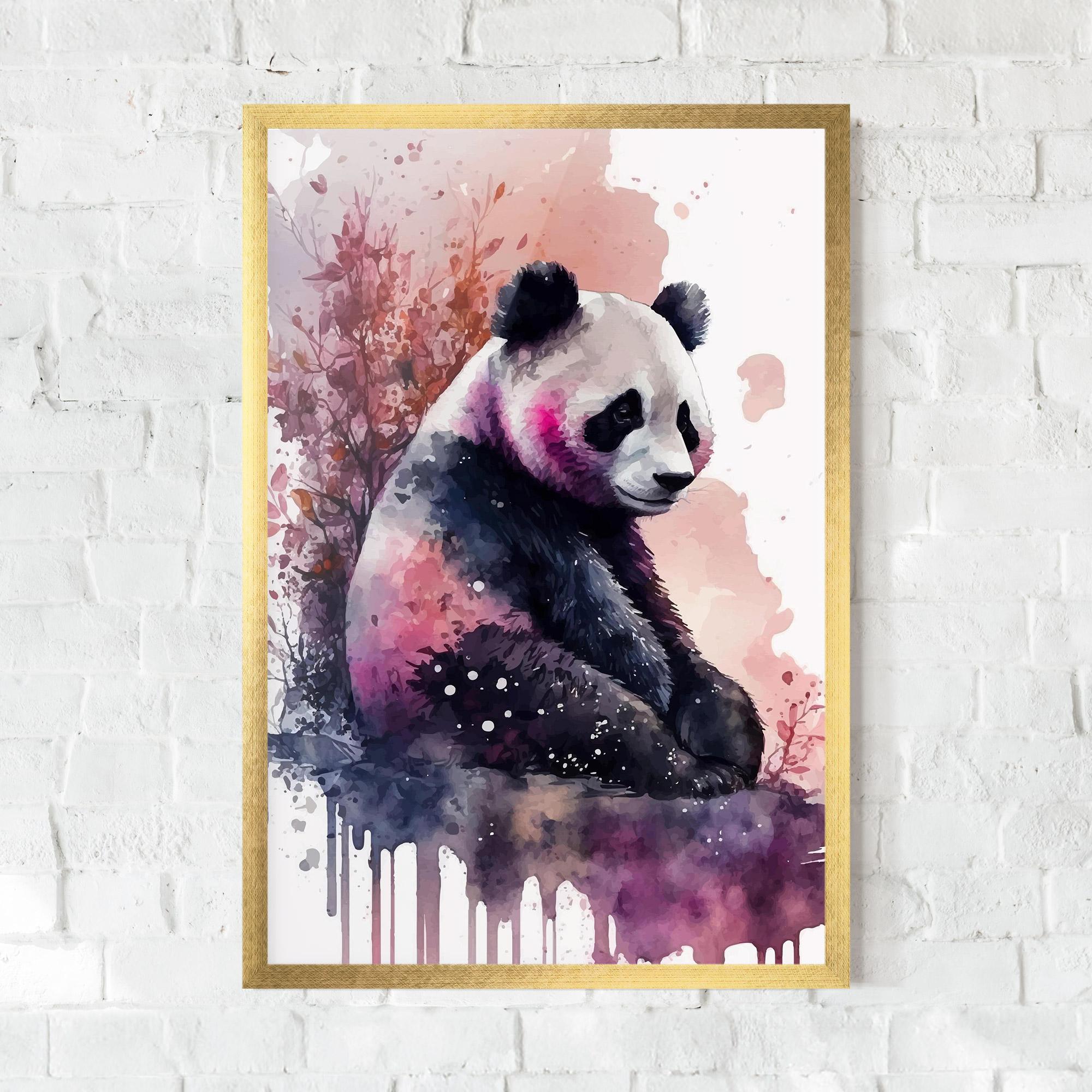 Plakat w Ramie Purple Panda Art mockup 0