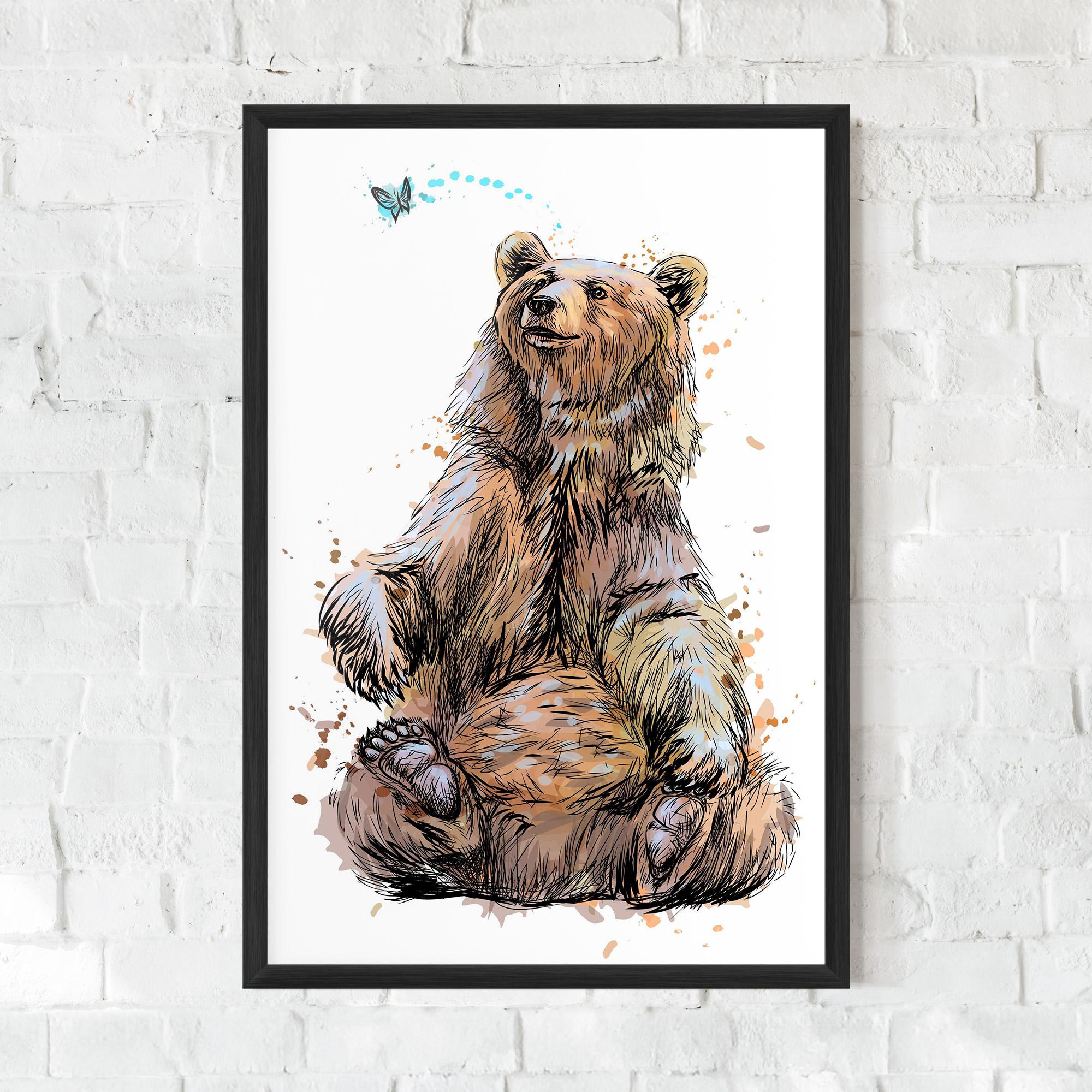 Plakat w Ramie Butterfly Bear mockup 0