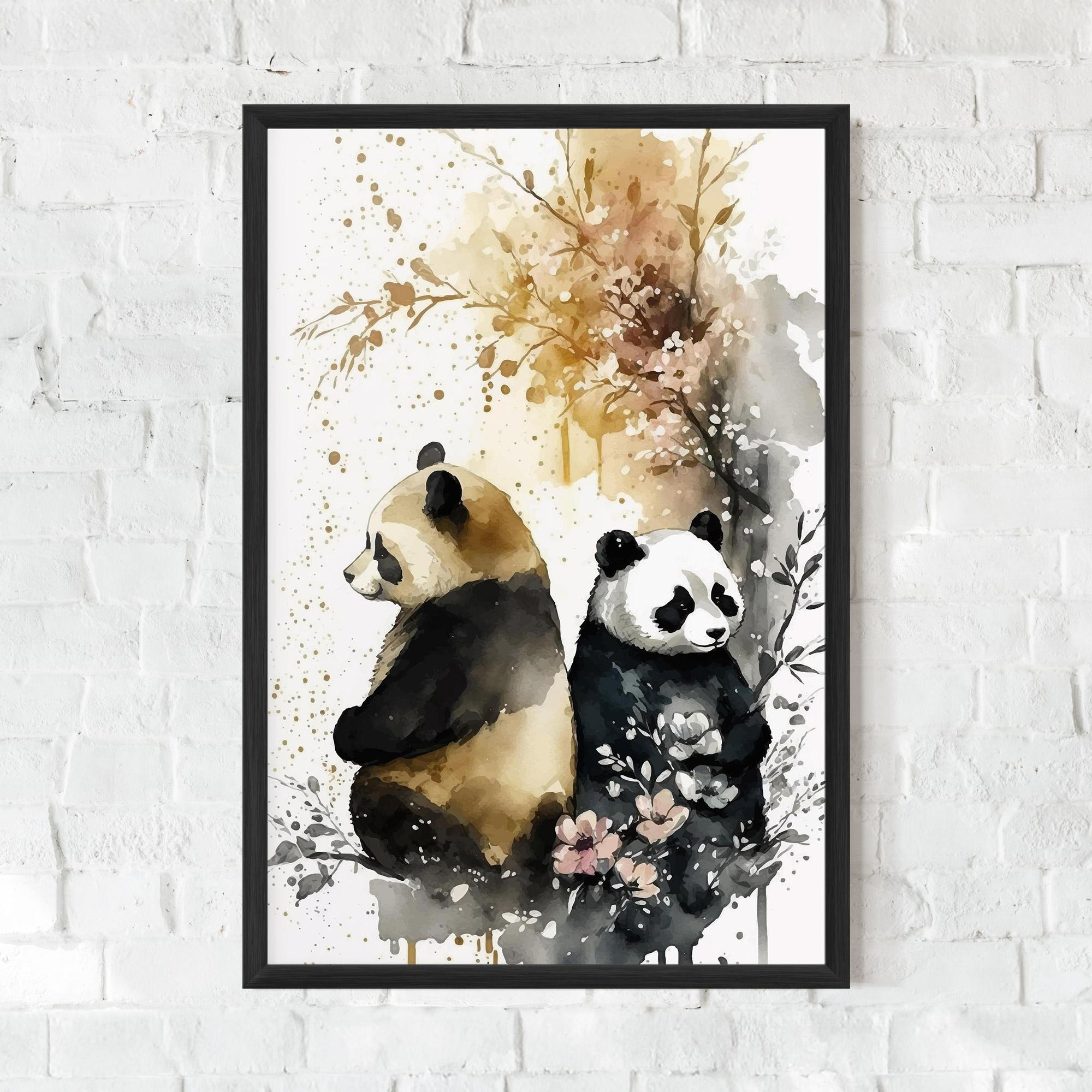 Plakat w Ramie Gold Panda Art mockup 0