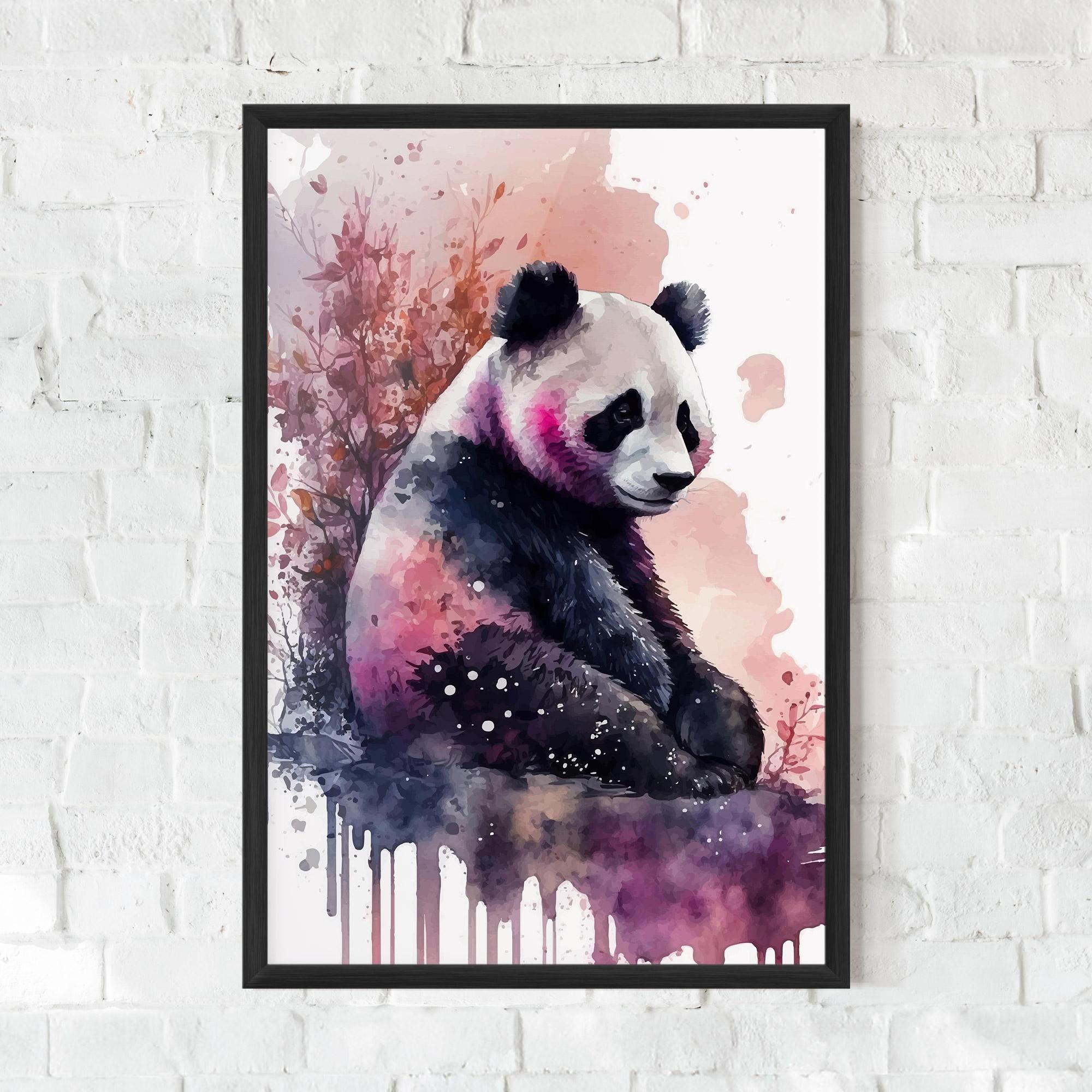 Plakat w Ramie Purple Panda Art mockup 0