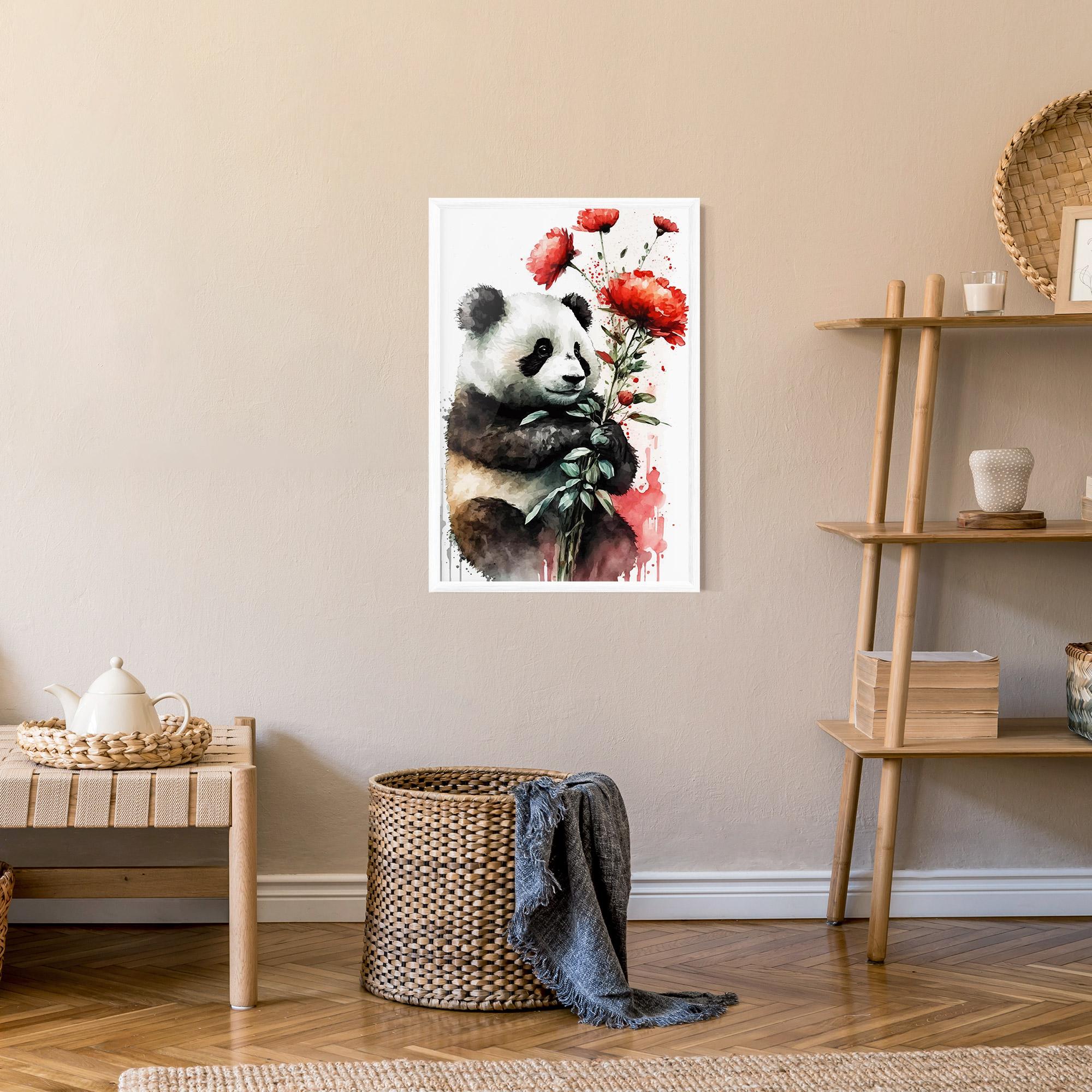 Plakat w Ramie Red Flower Panda mockup 9