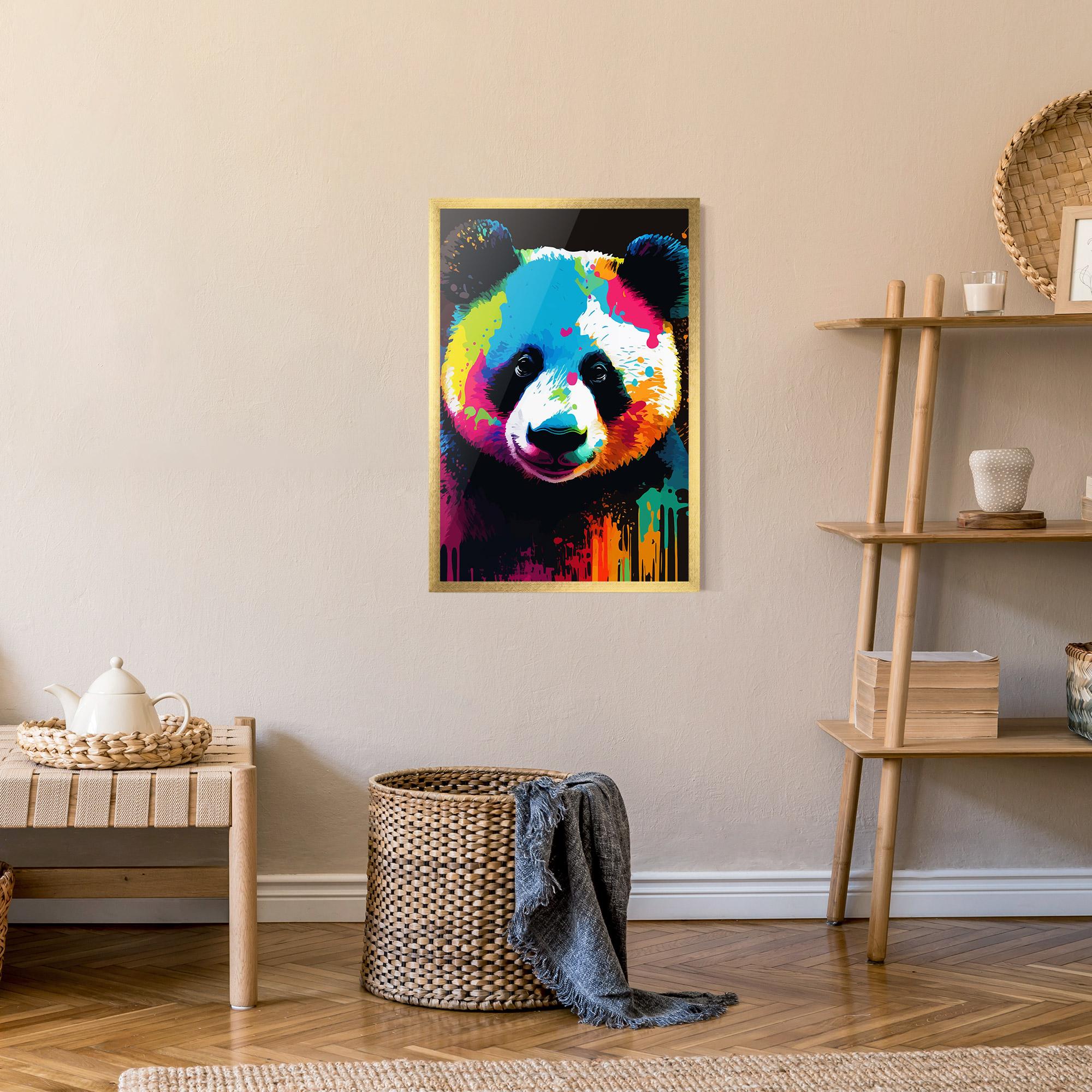 Plakat w Ramie Panda Color Art mockup 9