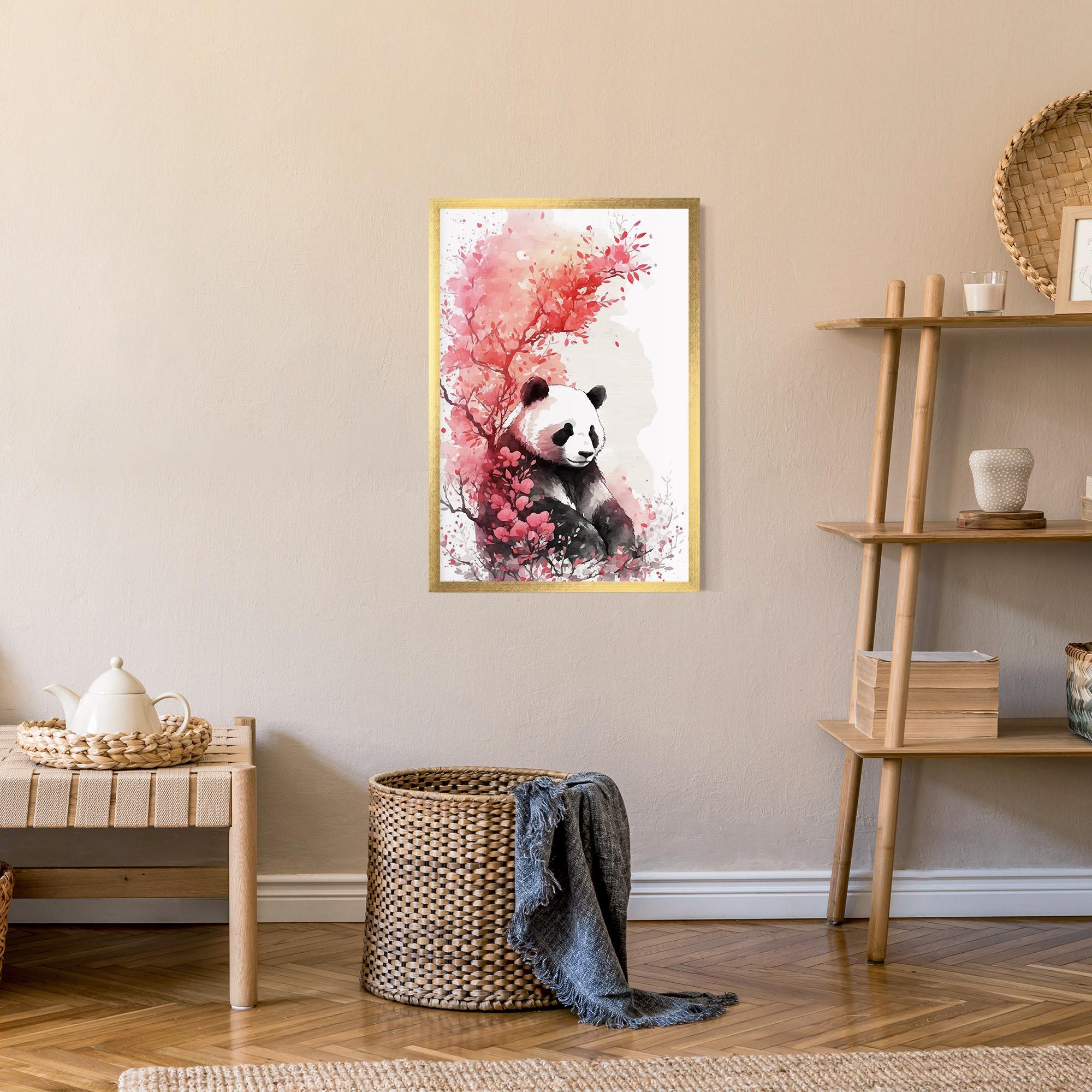 Plakat w Ramie Pink Flower Panda mockup 9
