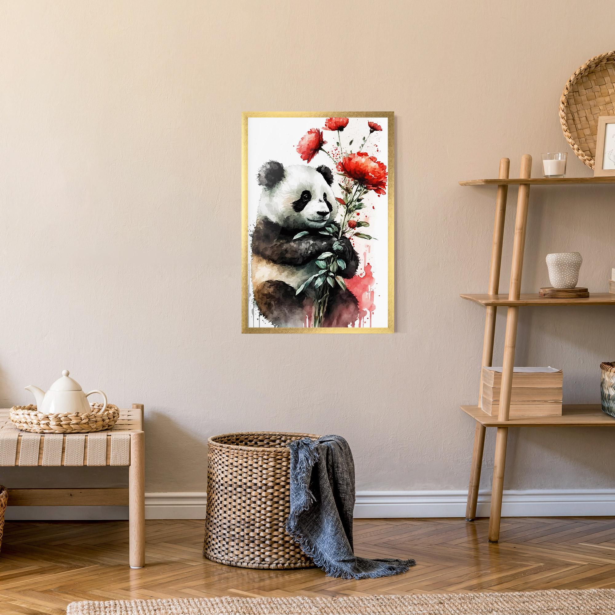 Plakat w Ramie Red Flower Panda mockup 9