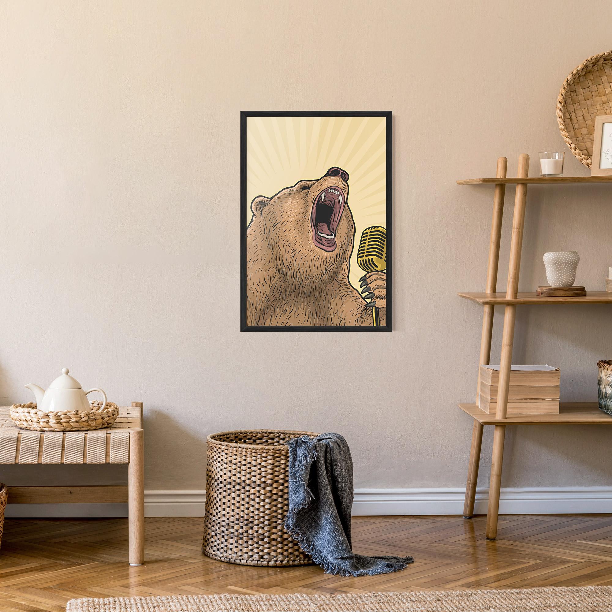 Plakat w Ramie Bear Singing mockup 9