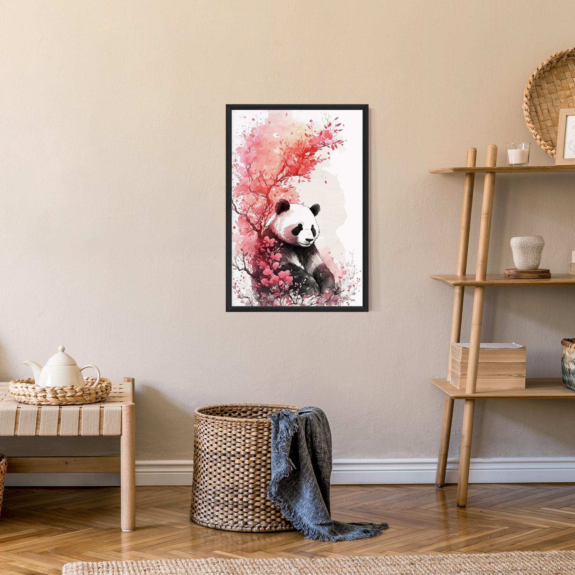 Plakat w Ramie Pink Flower Panda mockup 9