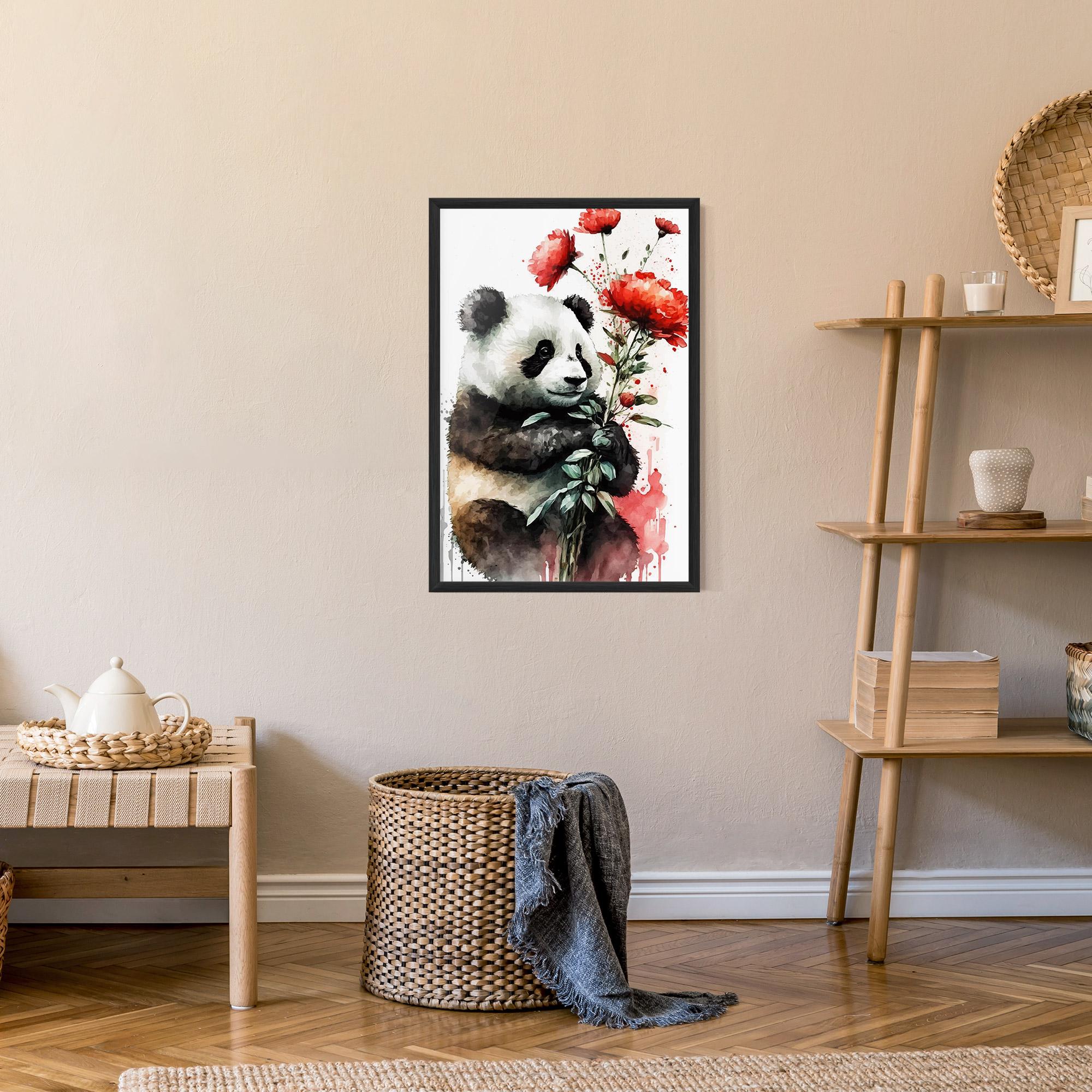 Plakat w Ramie Red Flower Panda mockup 9