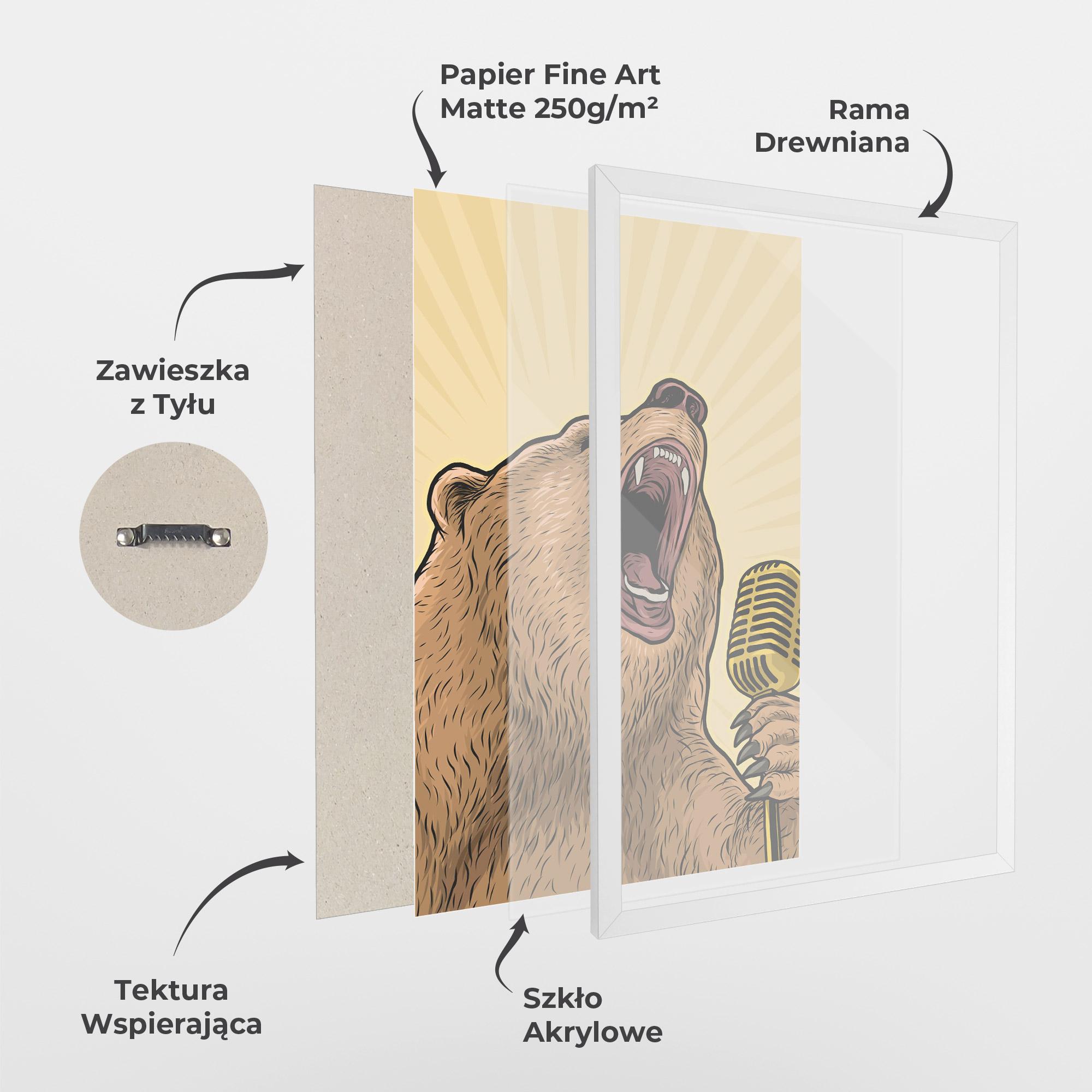 Plakat w Ramie Bear Singing mockup 1