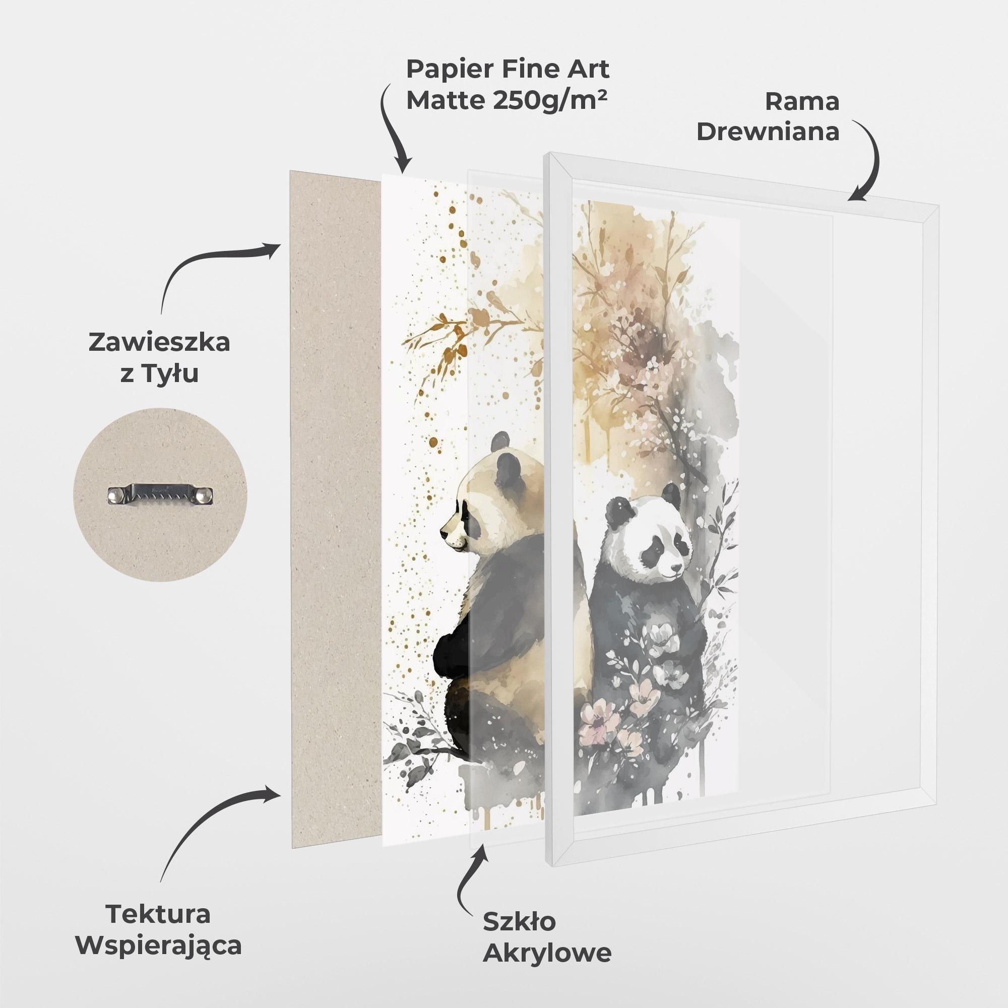 Plakat w Ramie Gold Panda Art mockup 1
