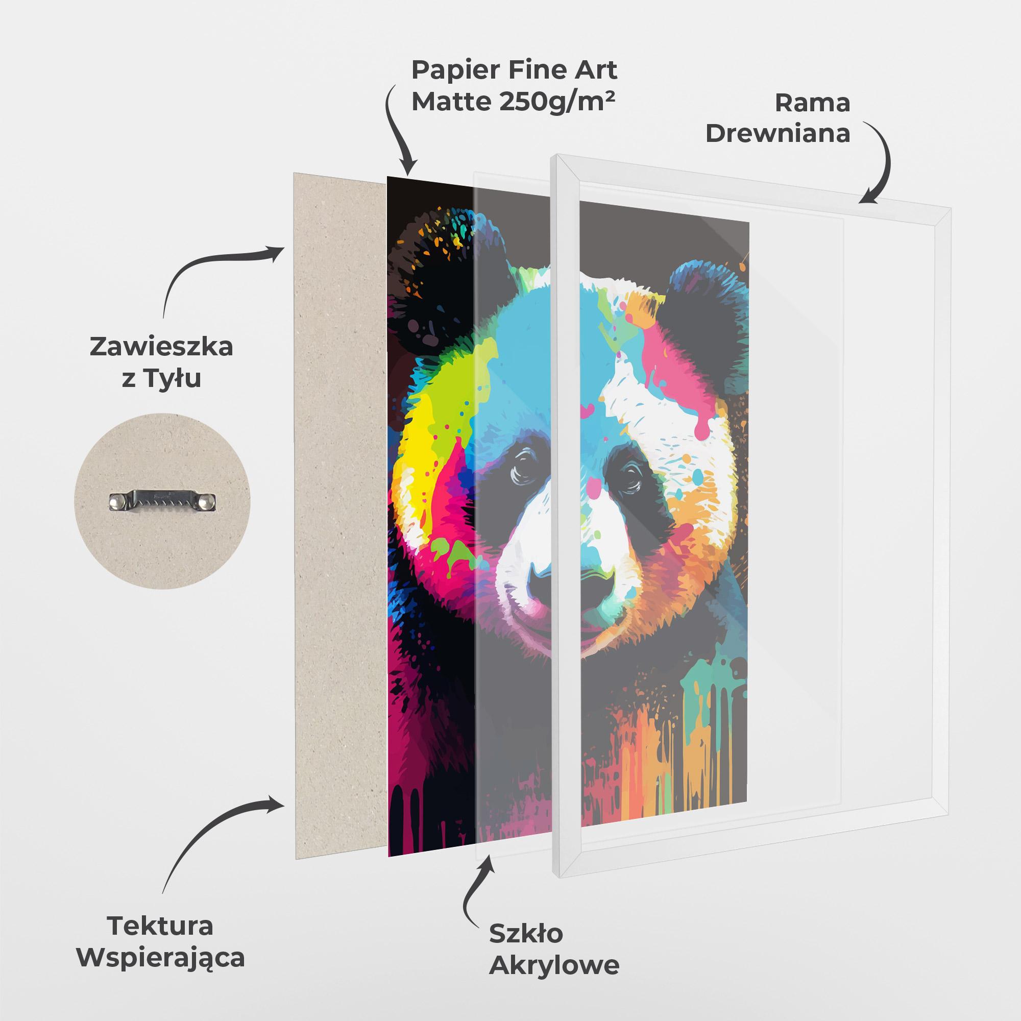 Plakat w Ramie Panda Color Art mockup 1