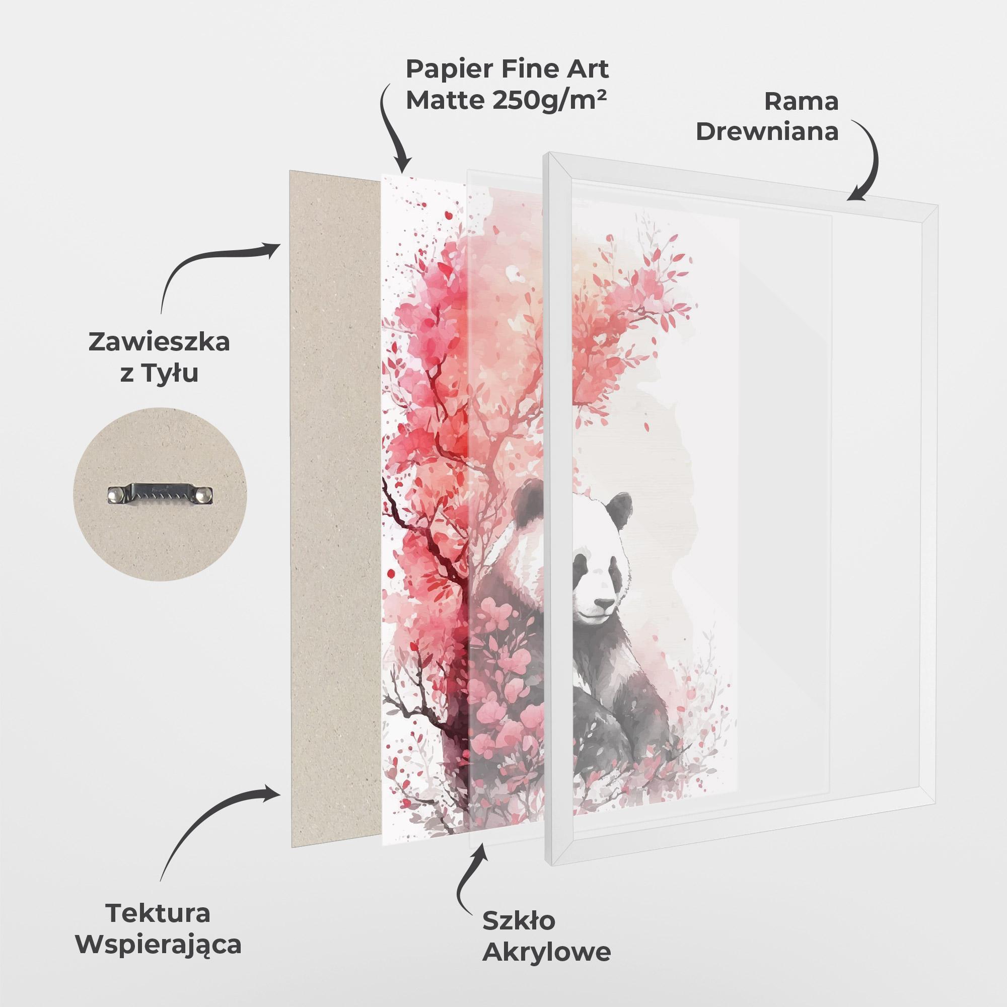 Plakat w Ramie Pink Flower Panda mockup 1