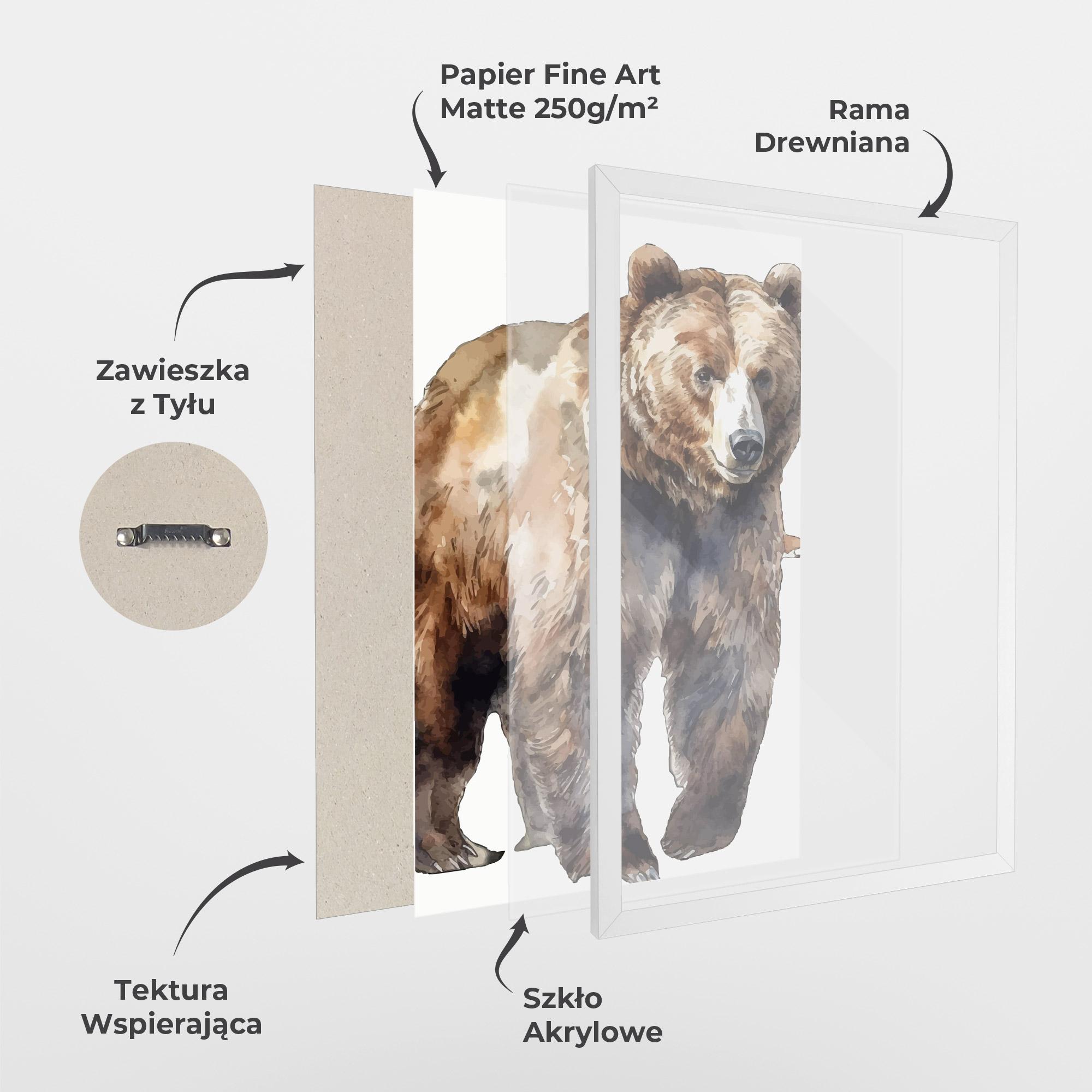Plakat w Ramie Watercolor Bear Art mockup 1