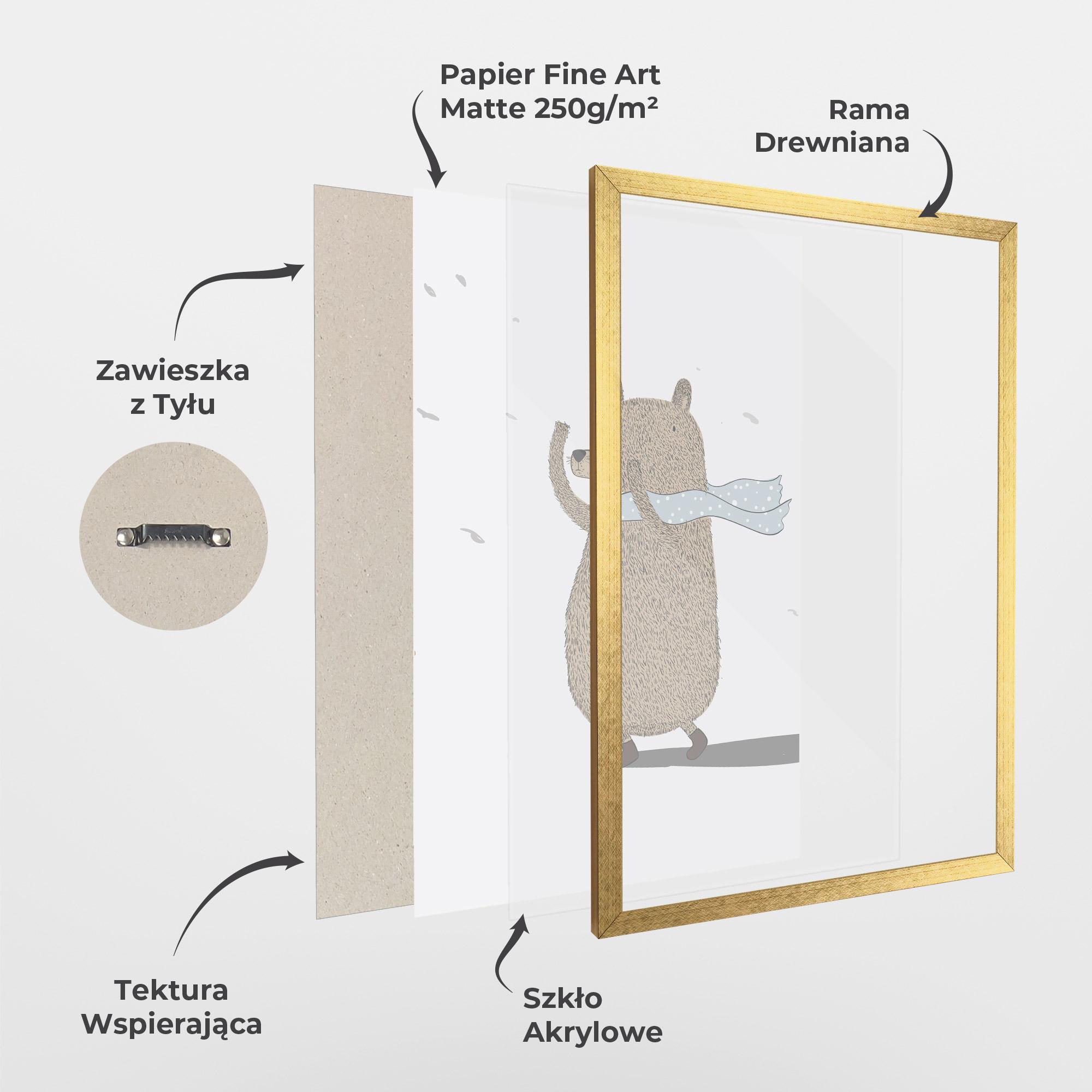 Plakat w Ramie Bear Wearing A Scarf mockup 1