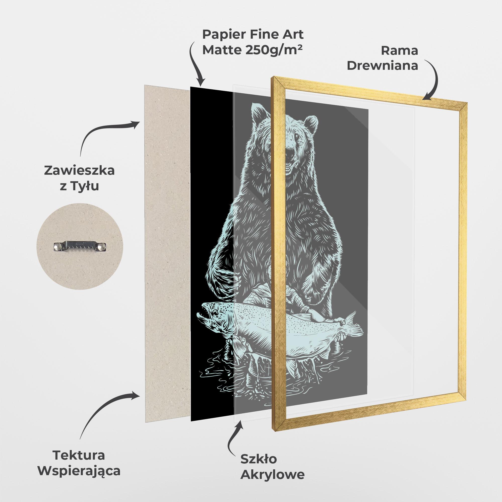 Plakat w Ramie Fishing Bear mockup 1