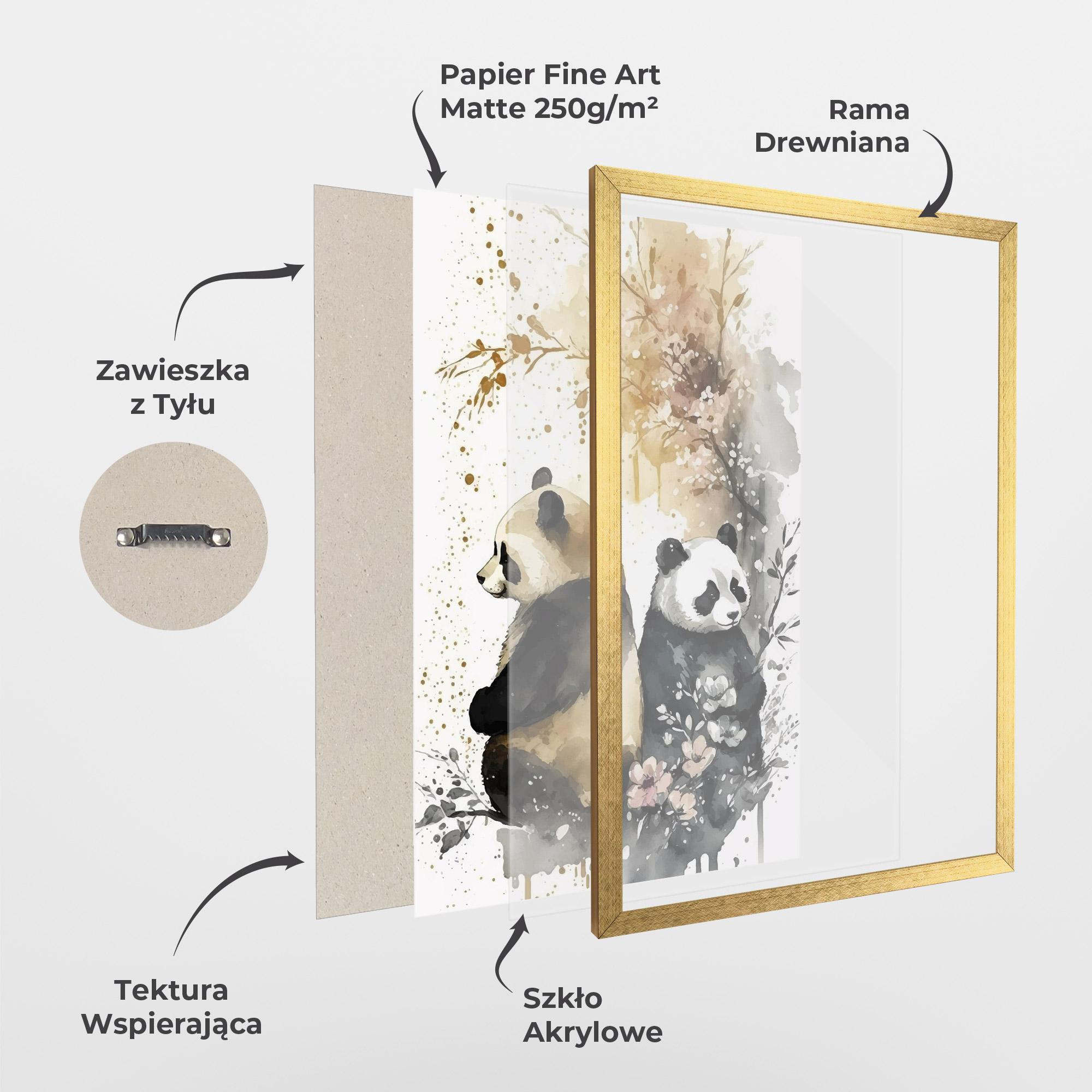 Plakat w Ramie Gold Panda Art mockup 1