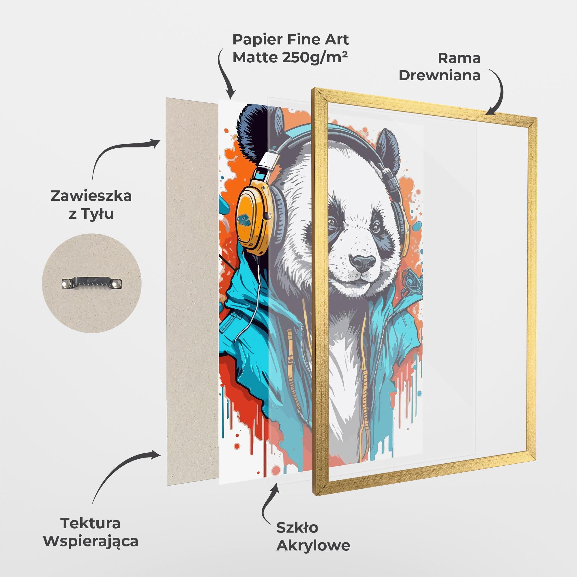 Plakat w Ramie Music Panda mockup 1