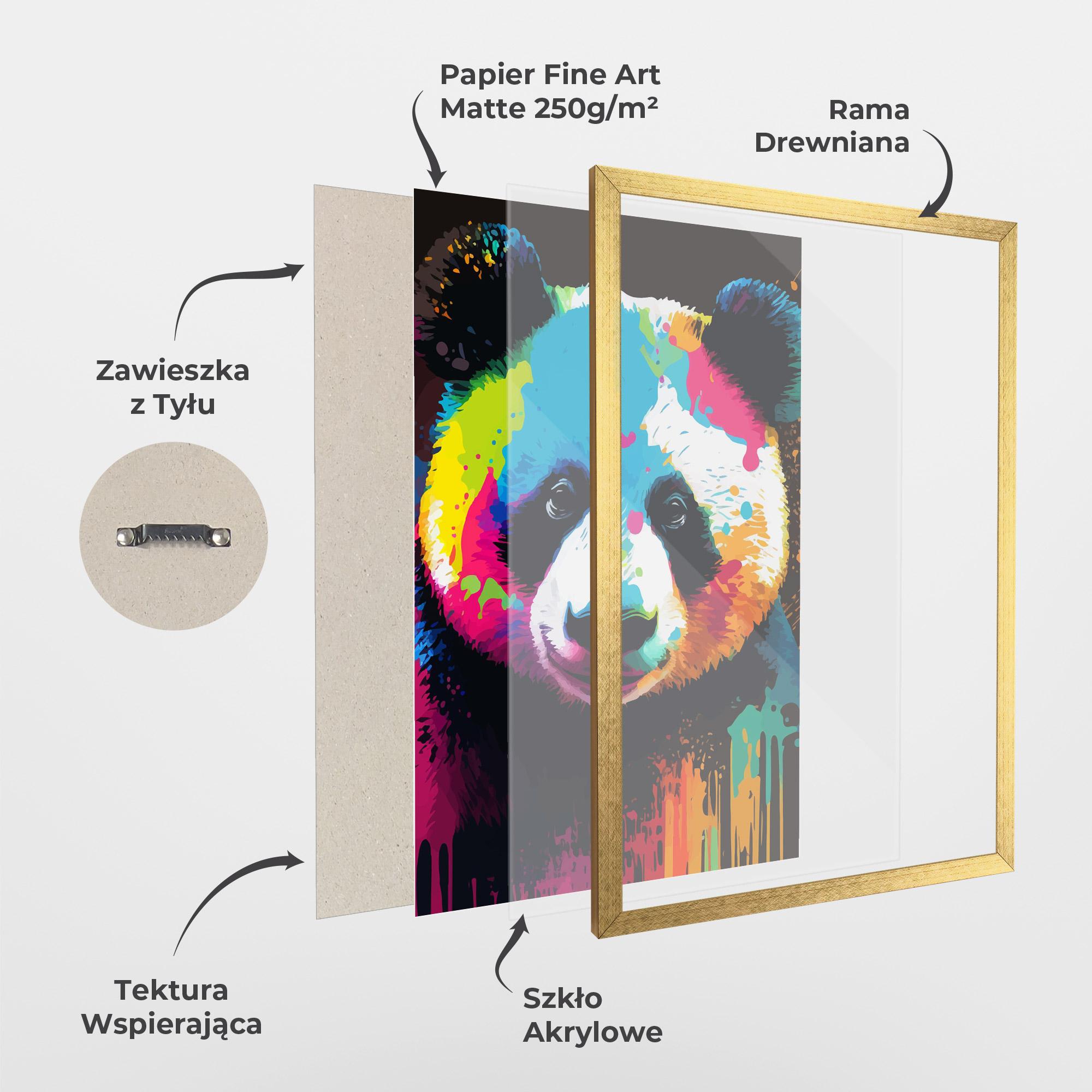 Plakat w Ramie Panda Color Art mockup 1