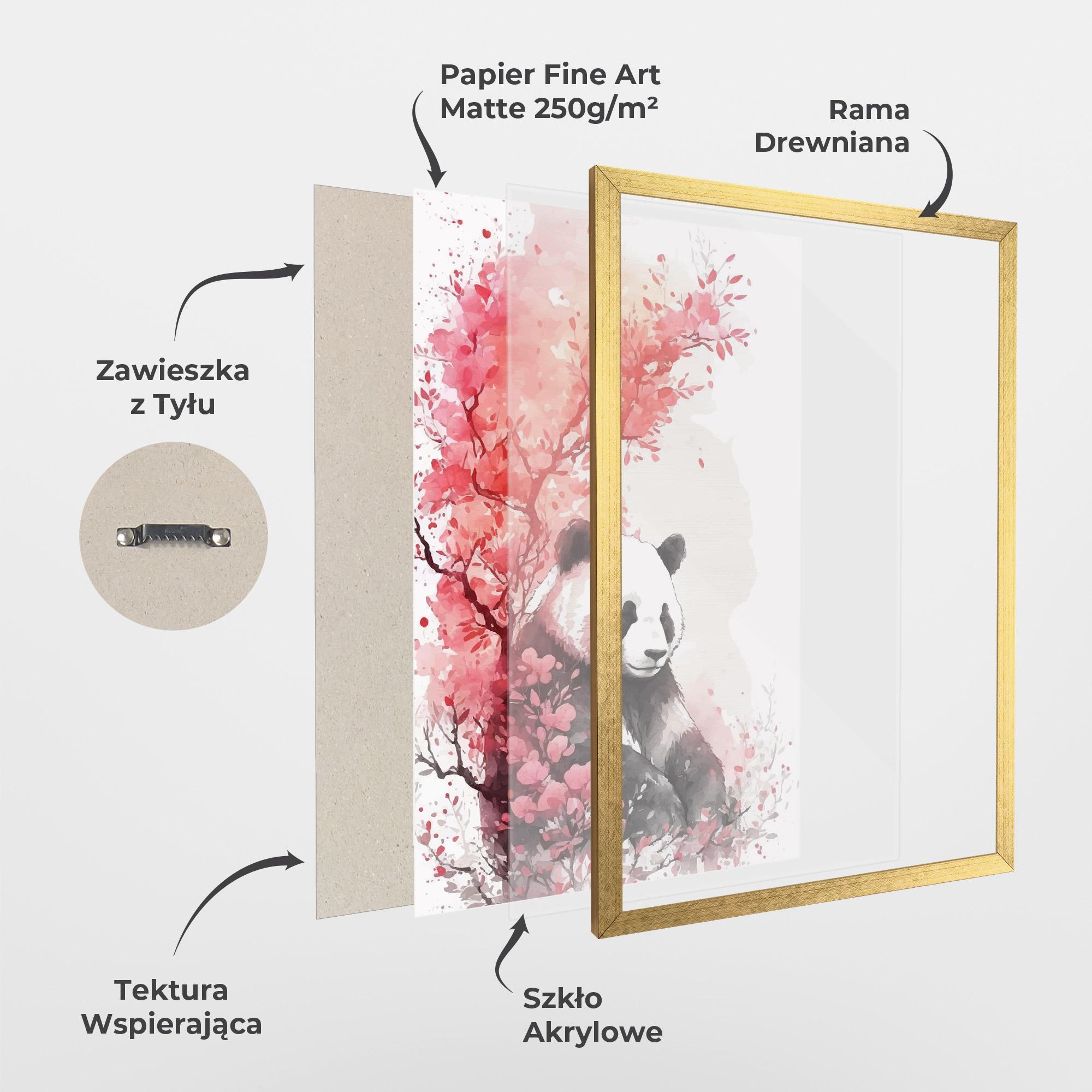 Plakat w Ramie Pink Flower Panda mockup 1