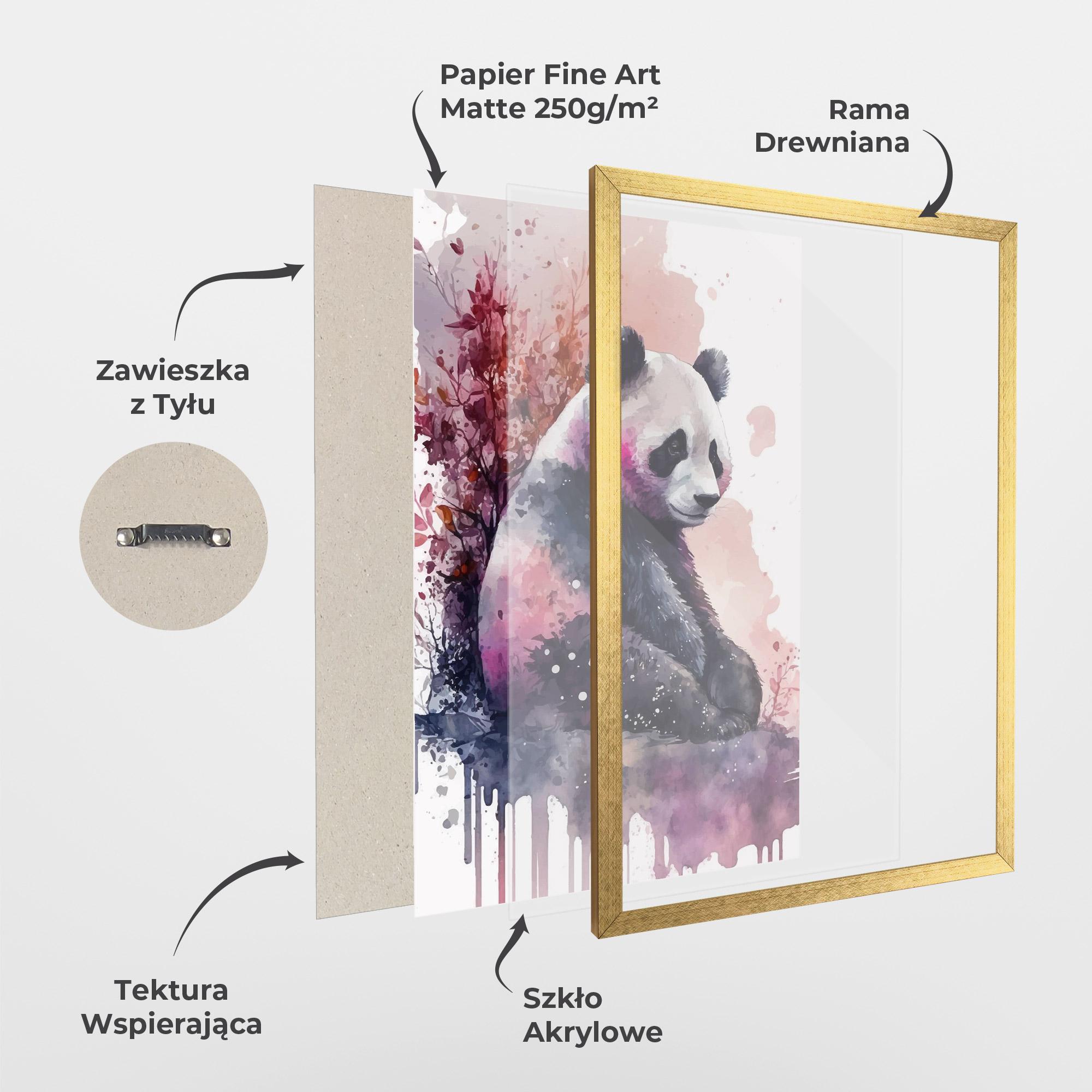 Plakat w Ramie Purple Panda Art mockup 1