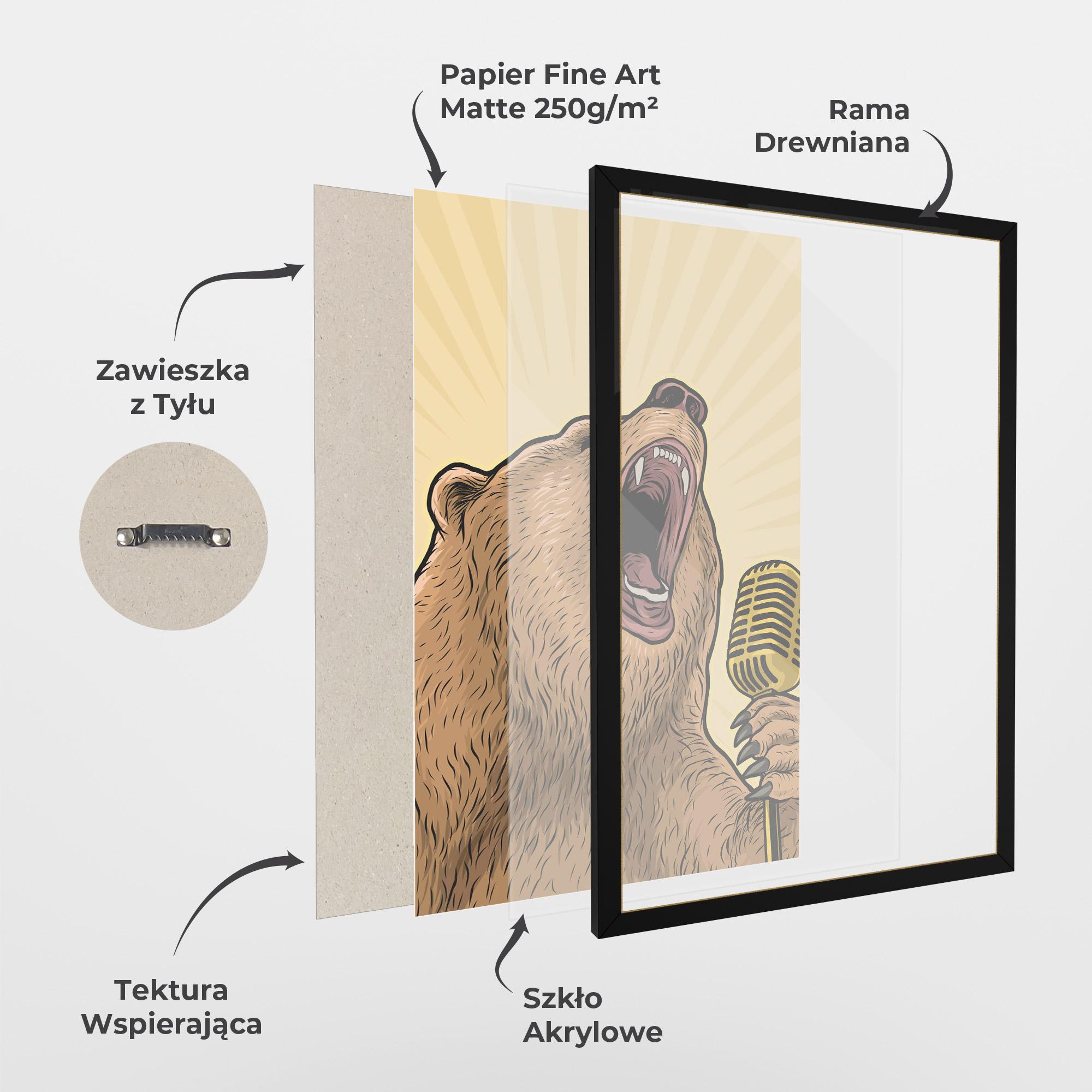 Plakat w Ramie Bear Singing mockup 1