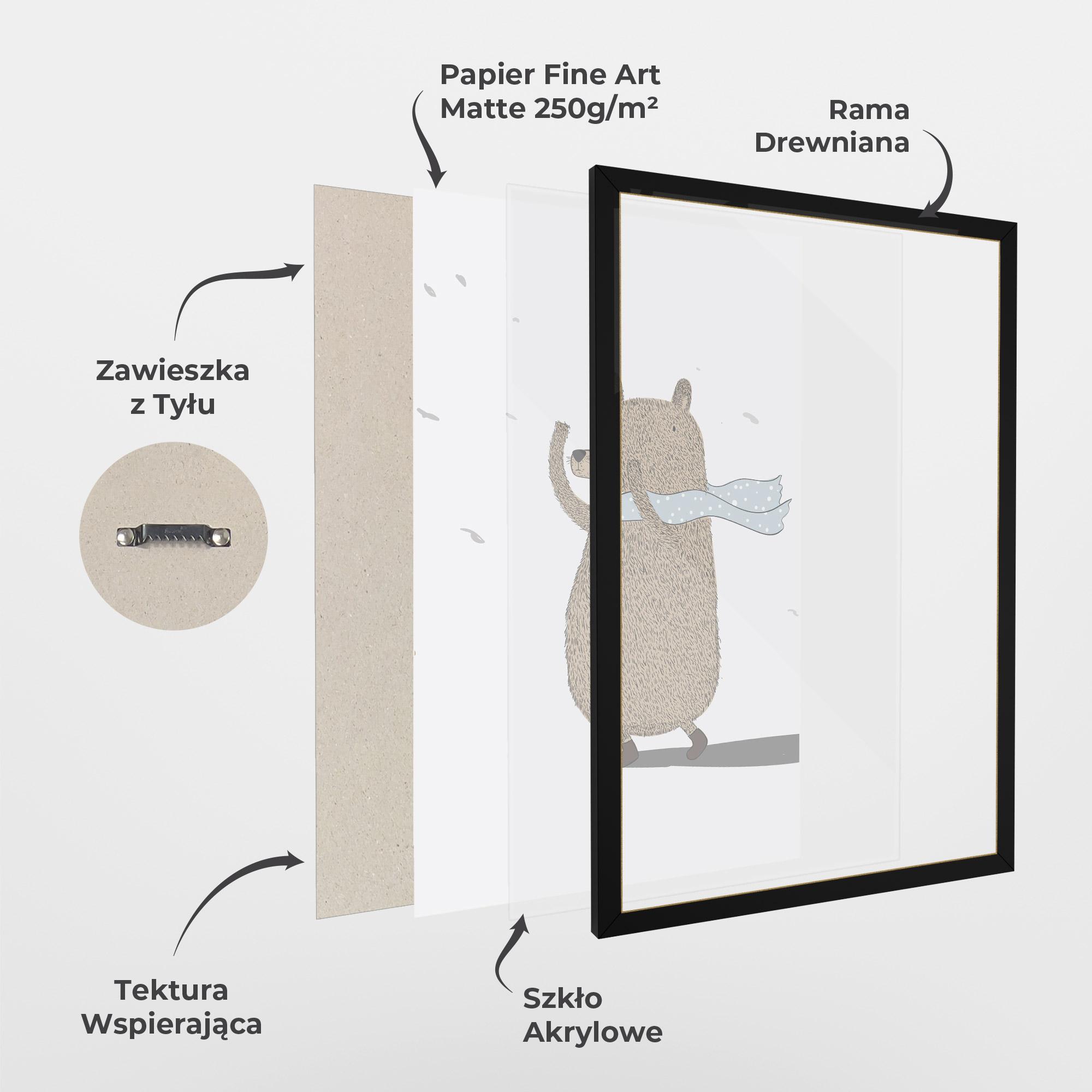 Plakat w Ramie Bear Wearing A Scarf mockup 1