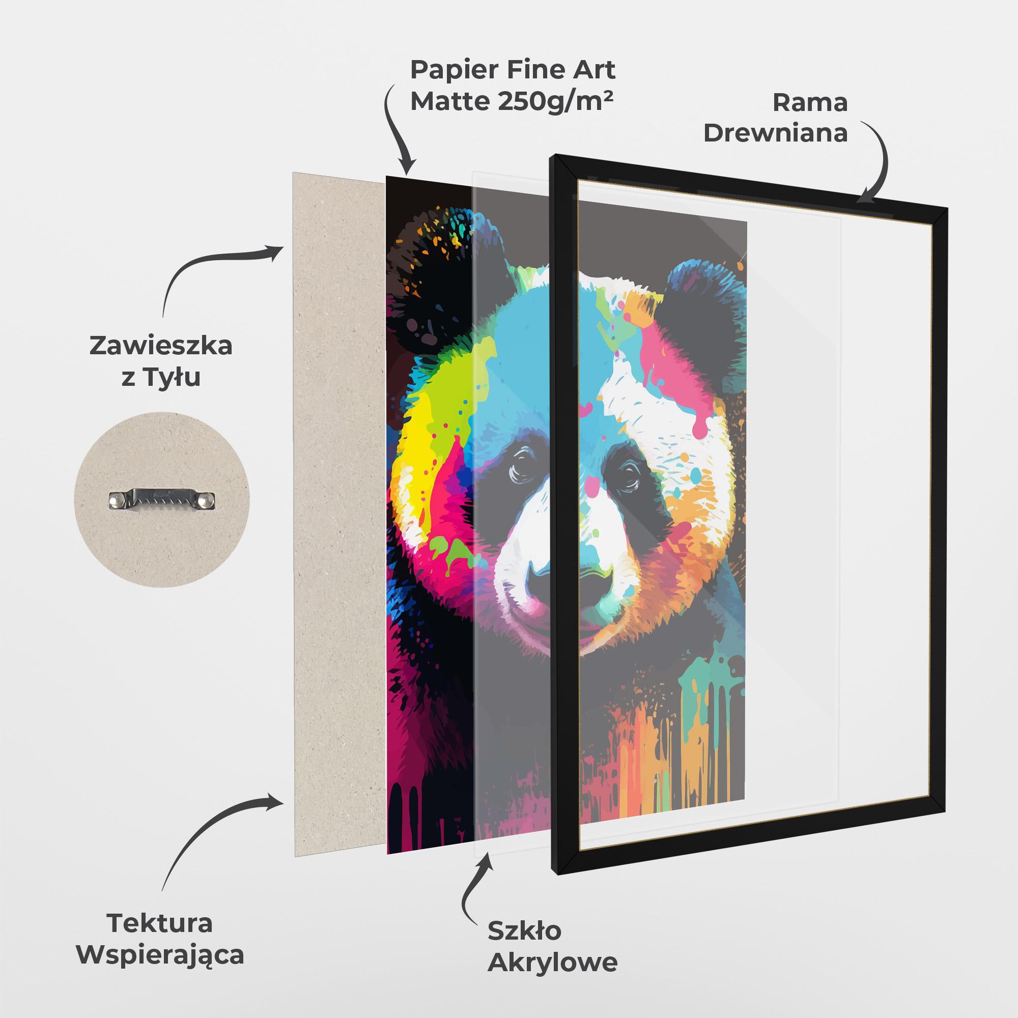 Plakat w Ramie Panda Color Art mockup 1