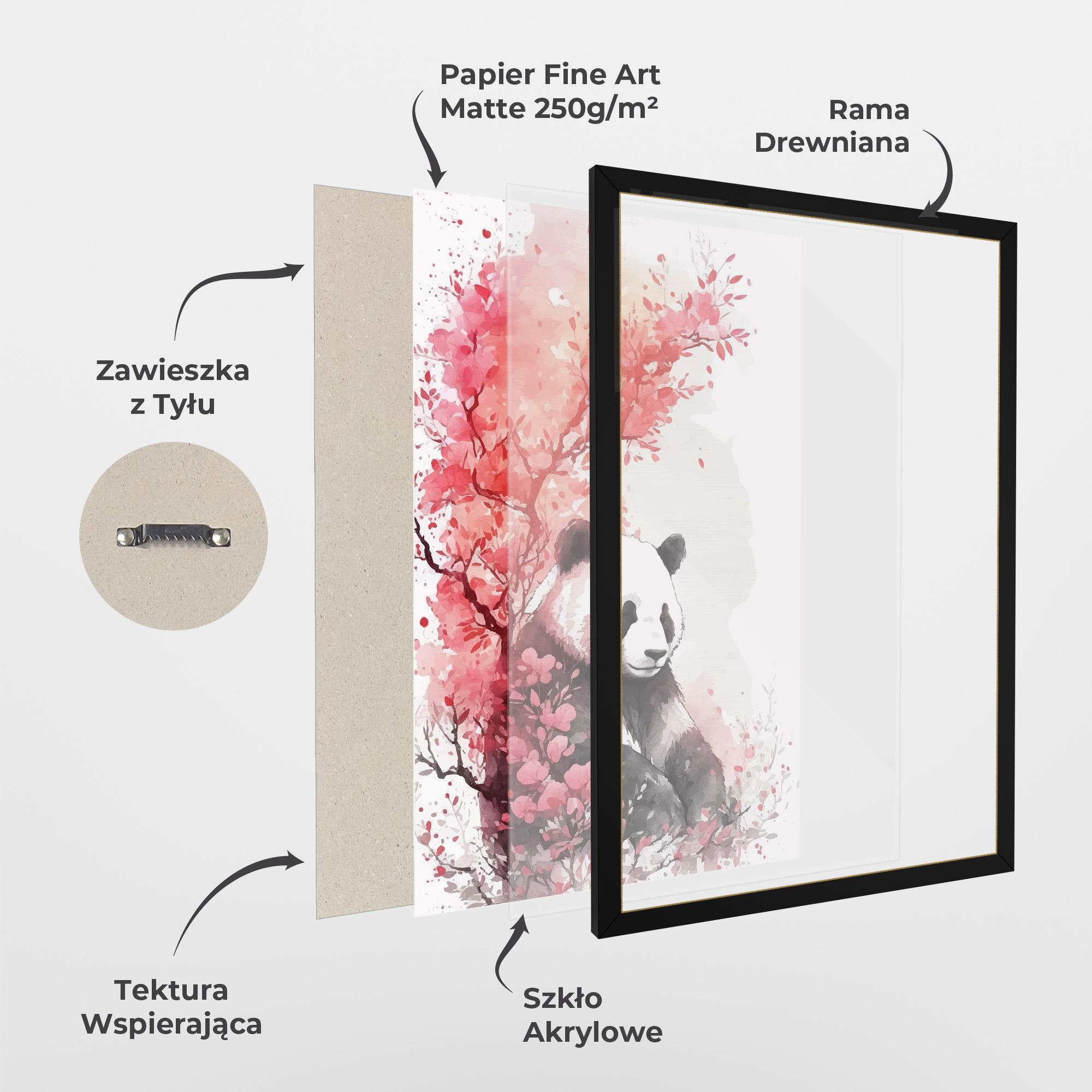 Plakat w Ramie Pink Flower Panda mockup 1