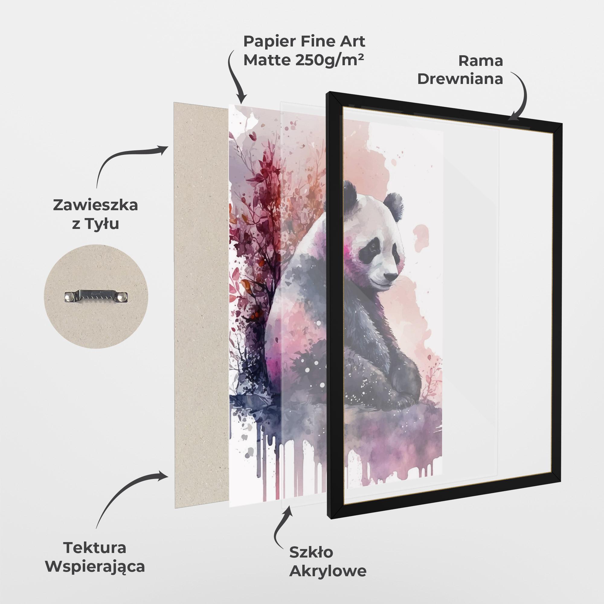 Plakat w Ramie Purple Panda Art mockup 1