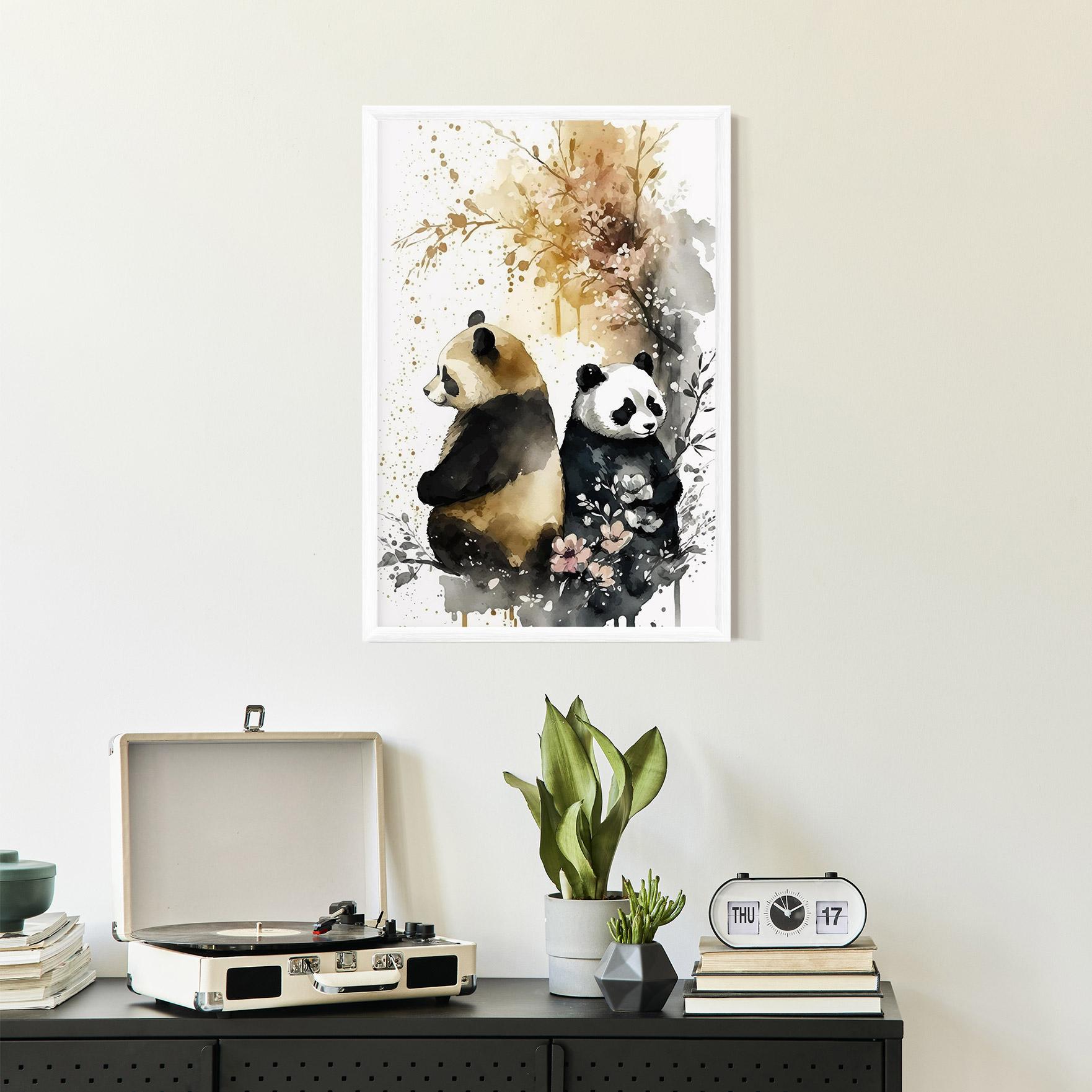Plakat w Ramie Gold Panda Art mockup 2