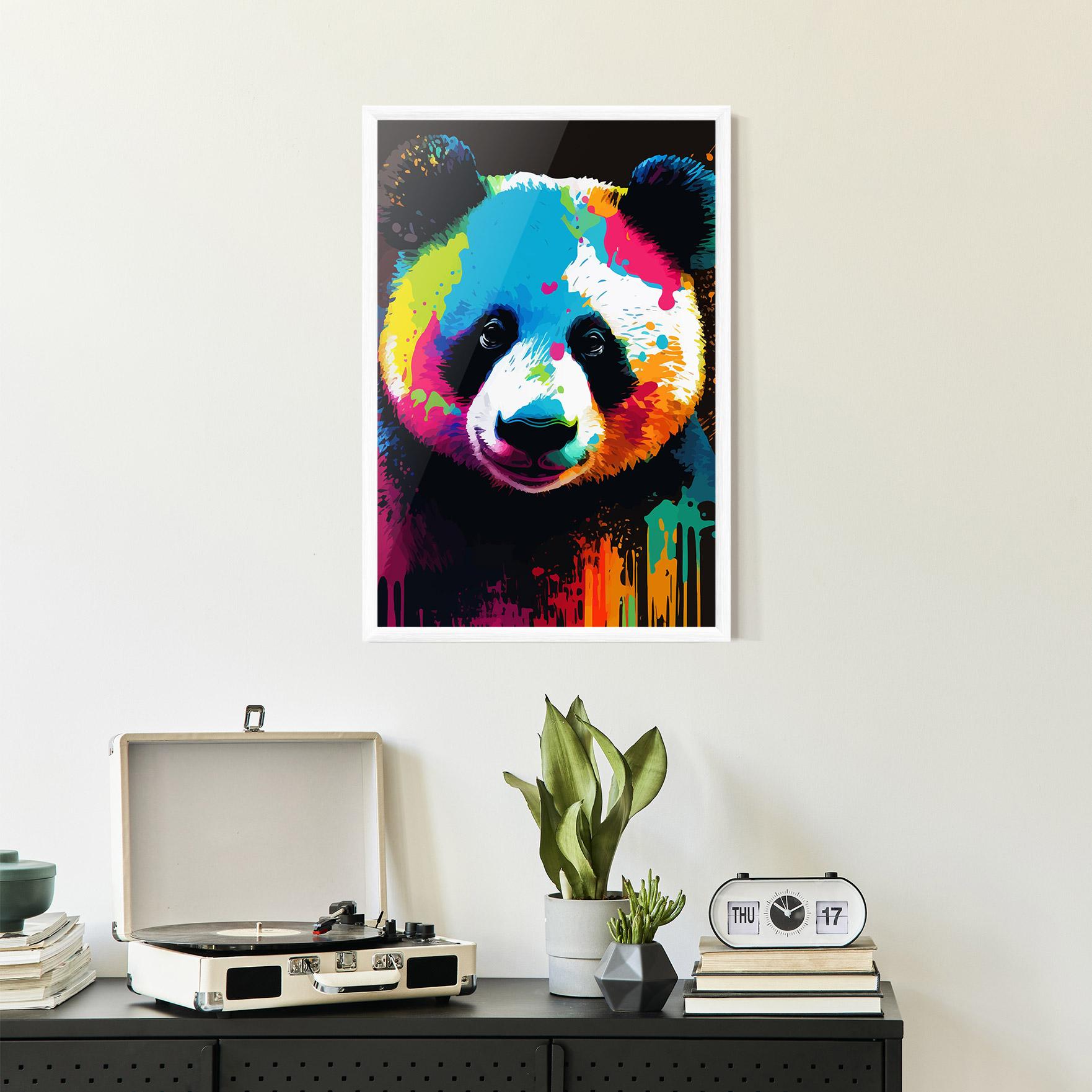 Plakat w Ramie Panda Color Art mockup 2
