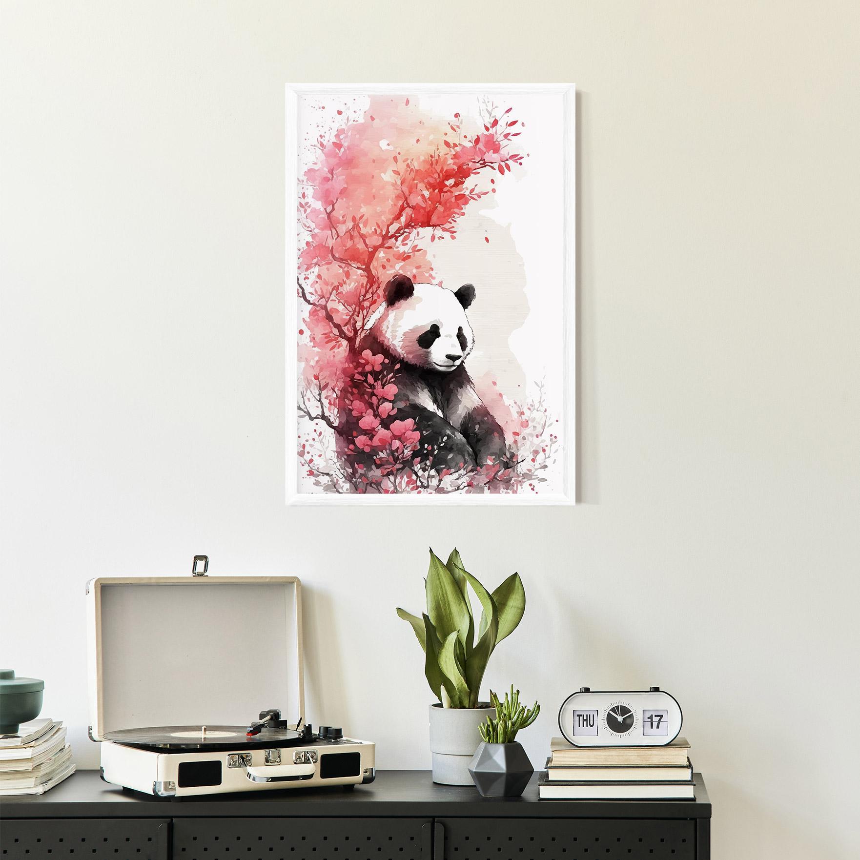 Plakat w Ramie Pink Flower Panda mockup 2