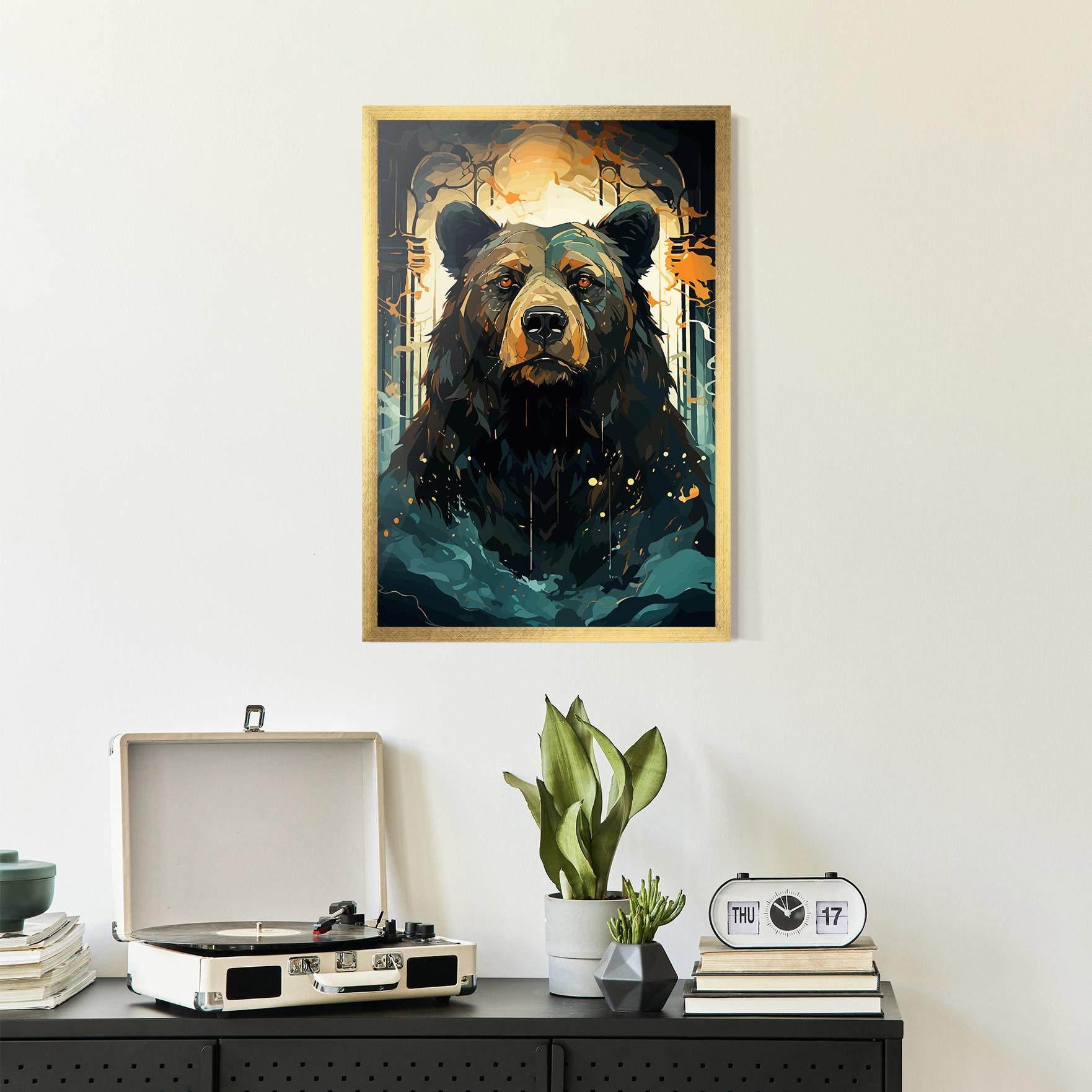 Plakat w Ramie Brown Bear Art mockup 2