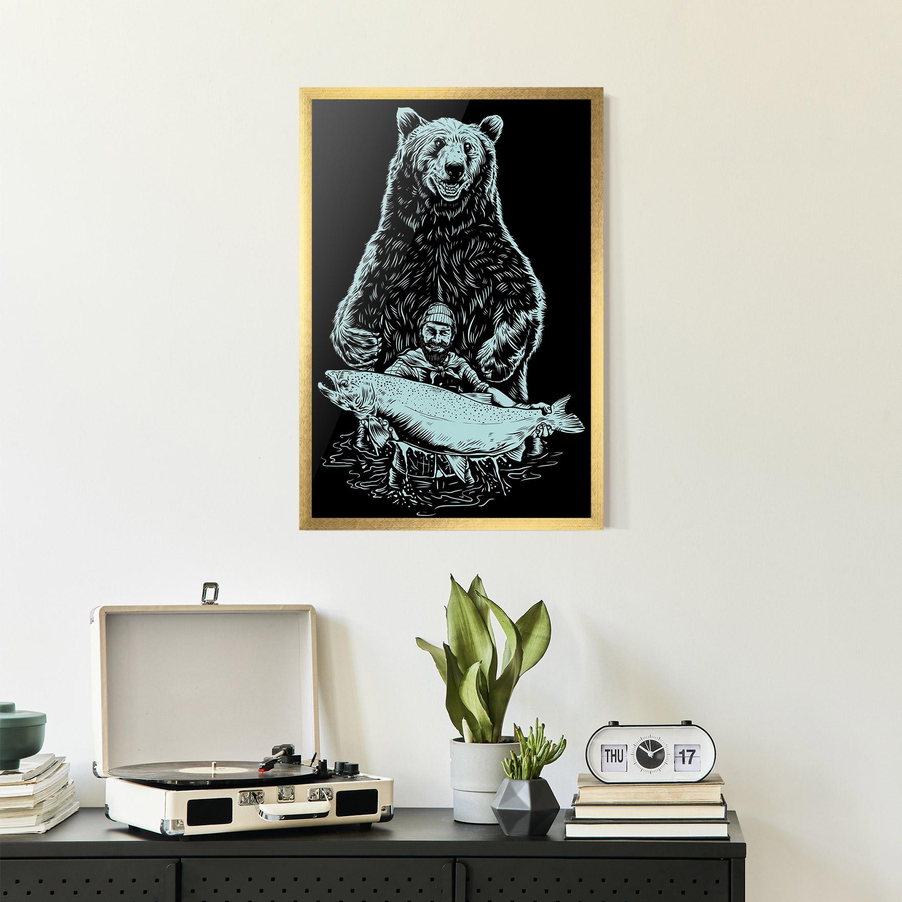 Plakat w Ramie Fishing Bear mockup 2