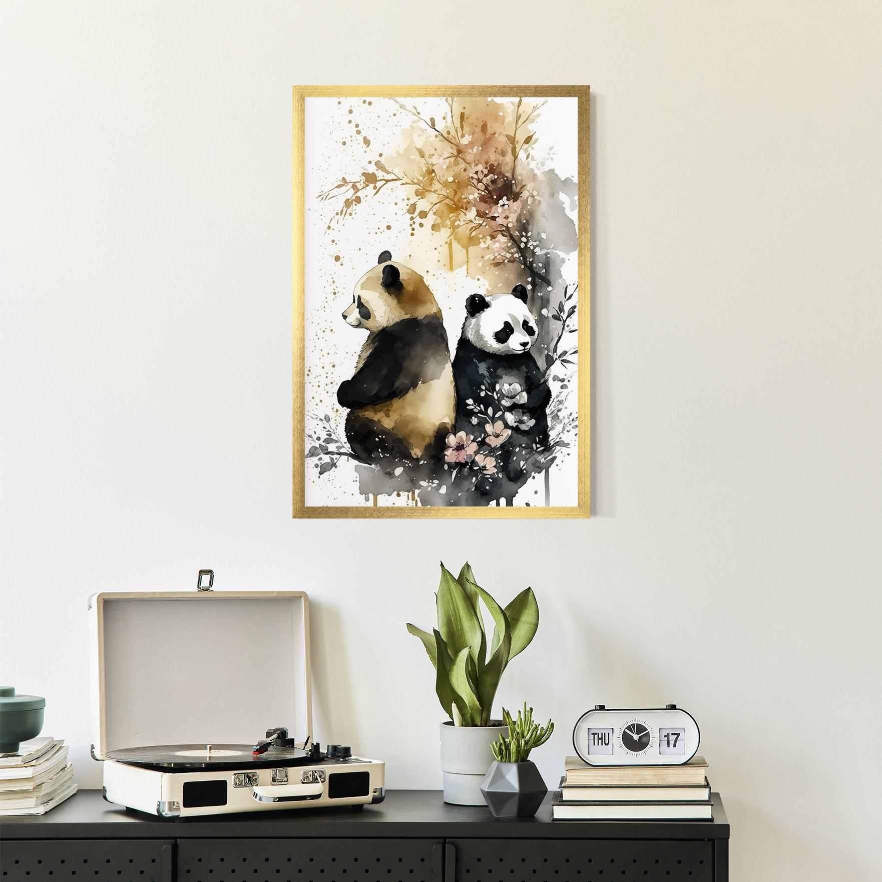 Plakat w Ramie Gold Panda Art mockup 2