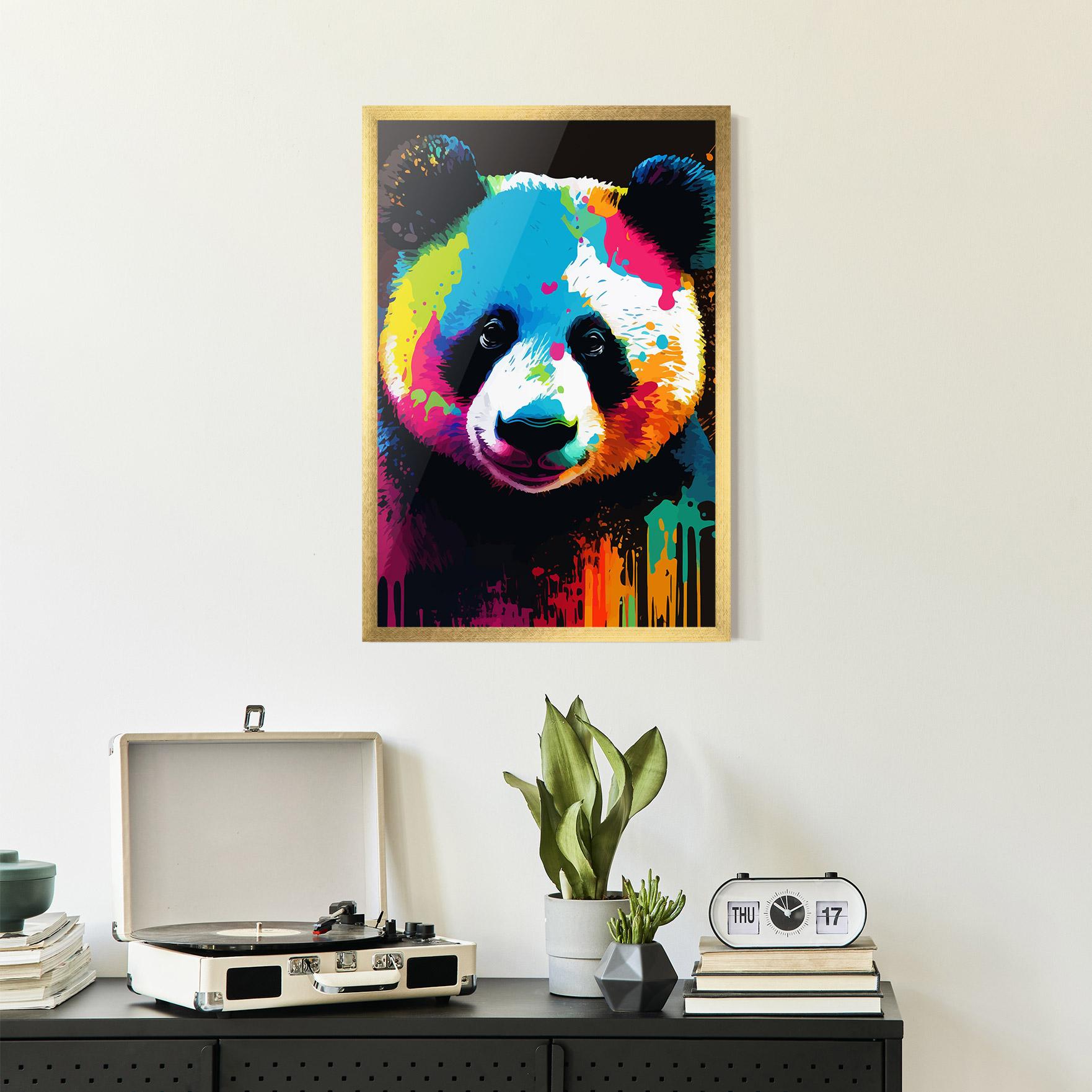 Plakat w Ramie Panda Color Art mockup 2