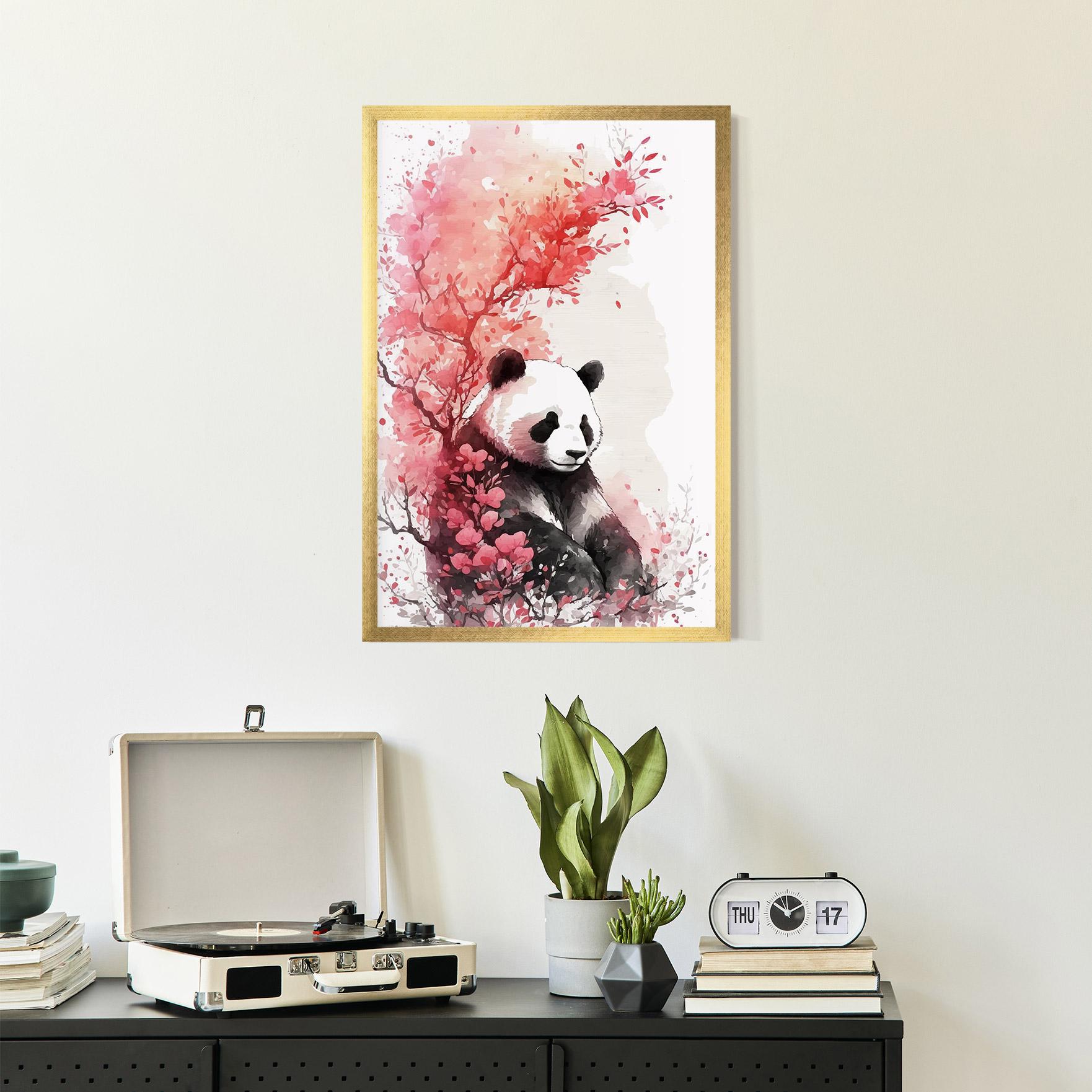 Plakat w Ramie Pink Flower Panda mockup 2