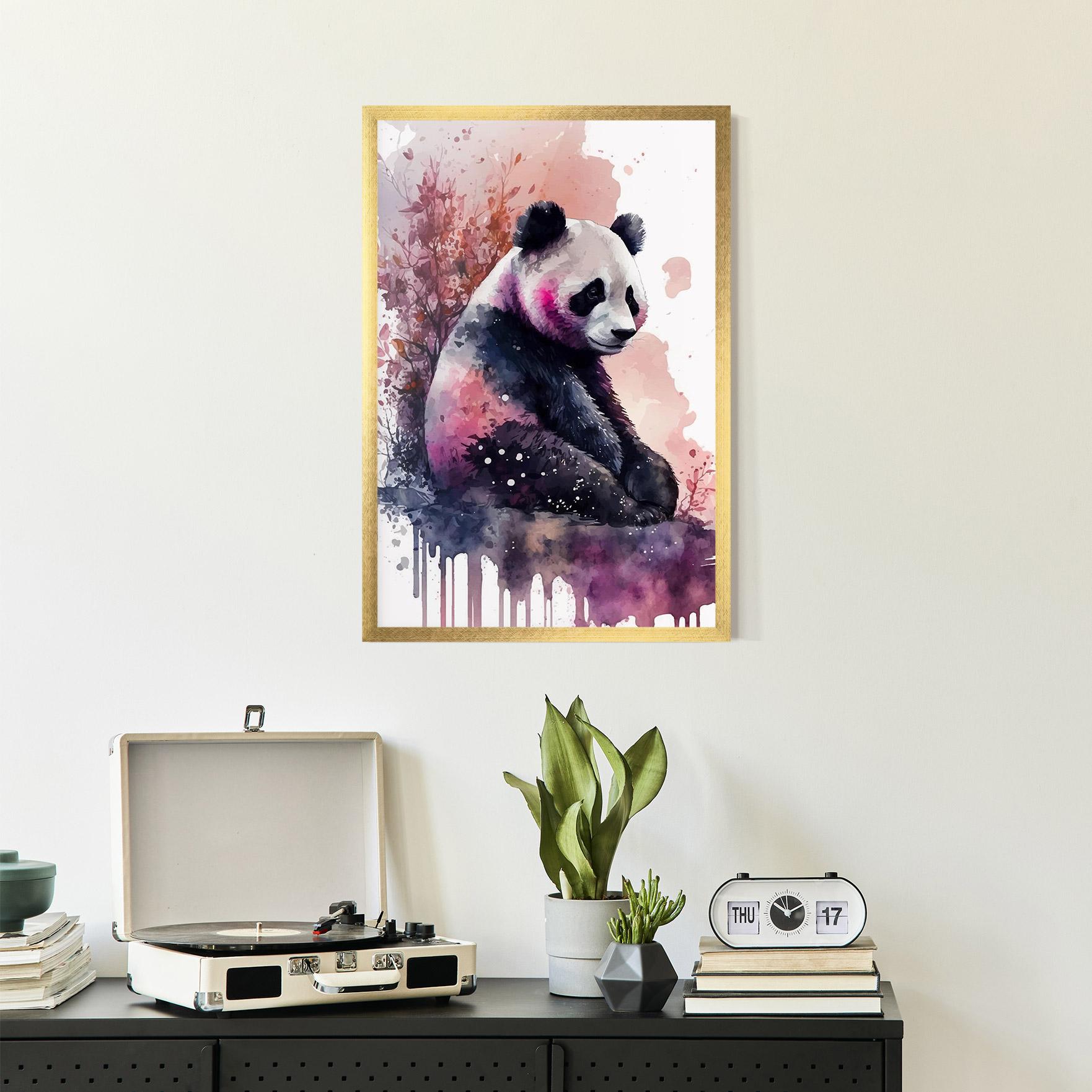Plakat w Ramie Purple Panda Art mockup 2