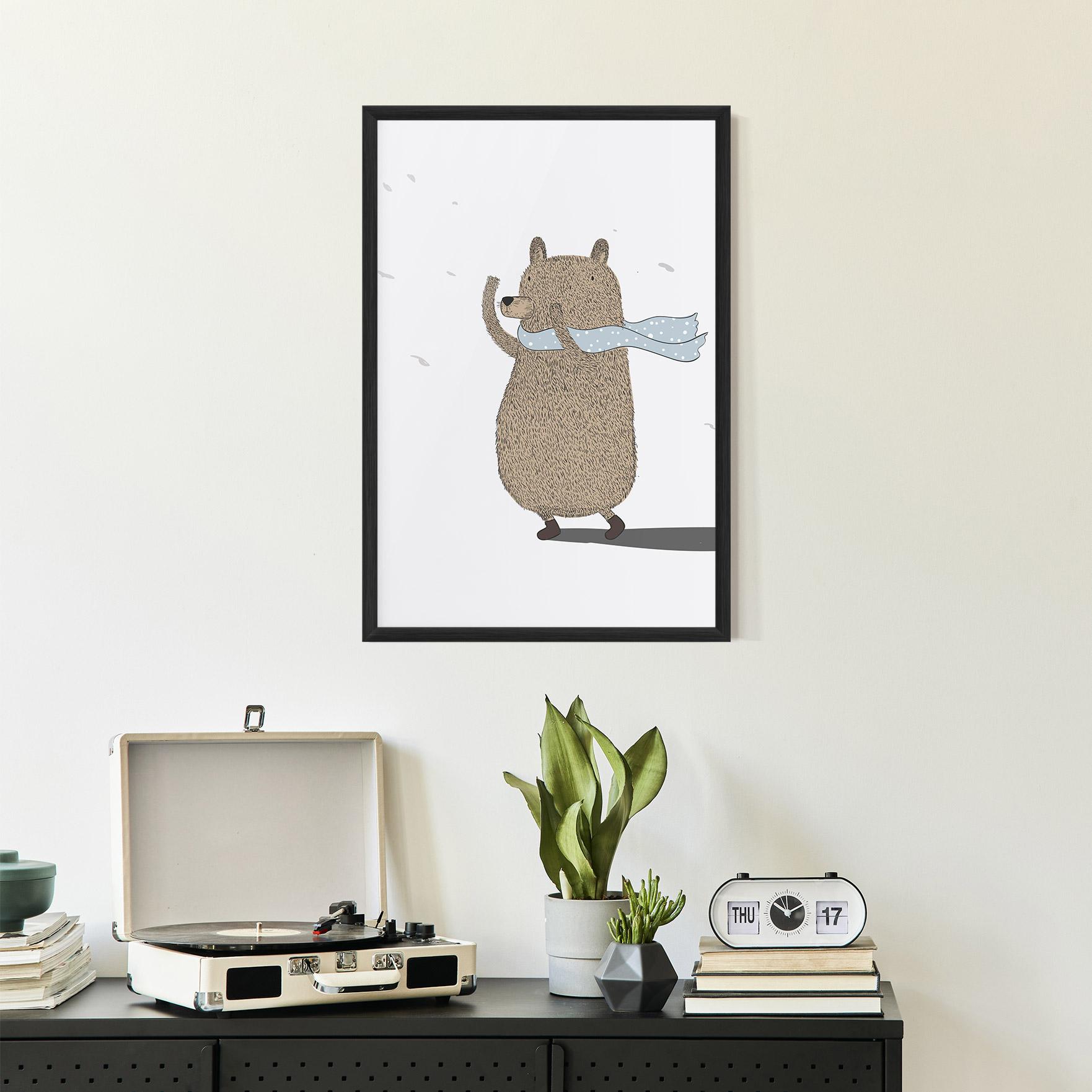 Plakat w Ramie Bear Wearing A Scarf mockup 2