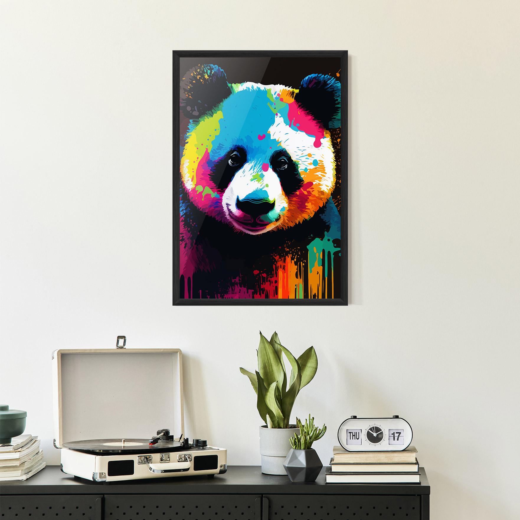 Plakat w Ramie Panda Color Art mockup 2