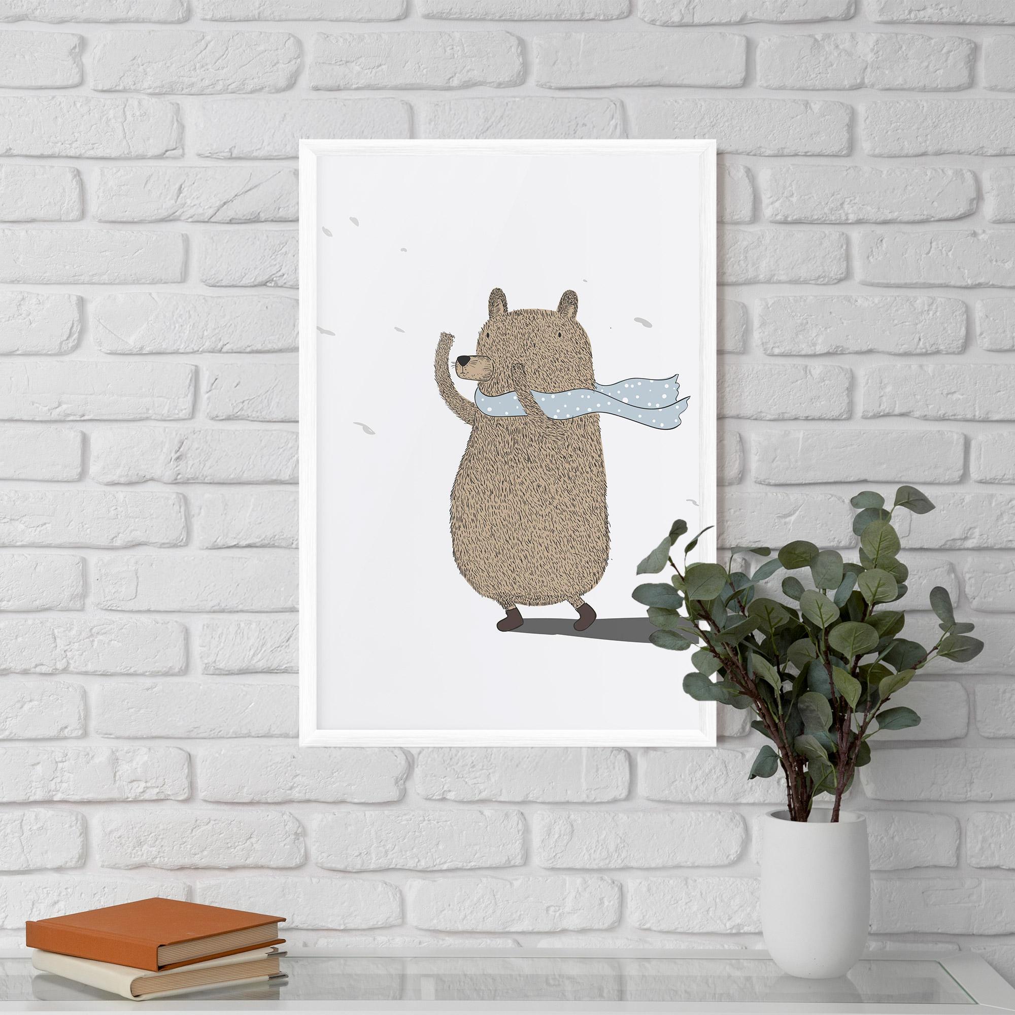 Plakat w Ramie Bear Wearing A Scarf mockup 5