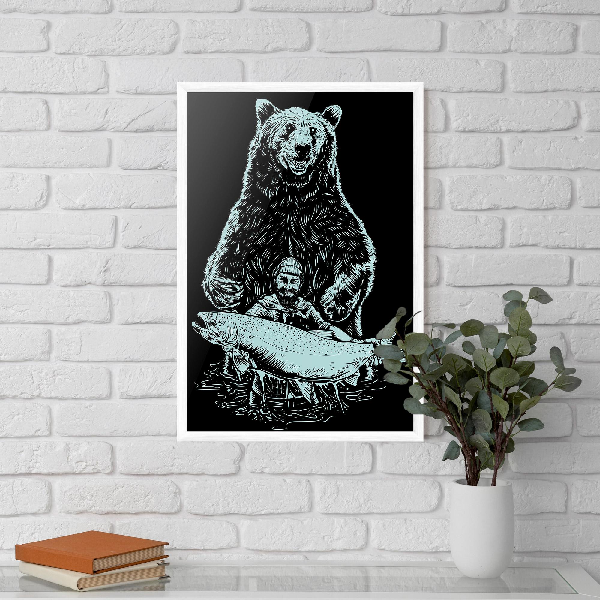 Plakat w Ramie Fishing Bear mockup 5