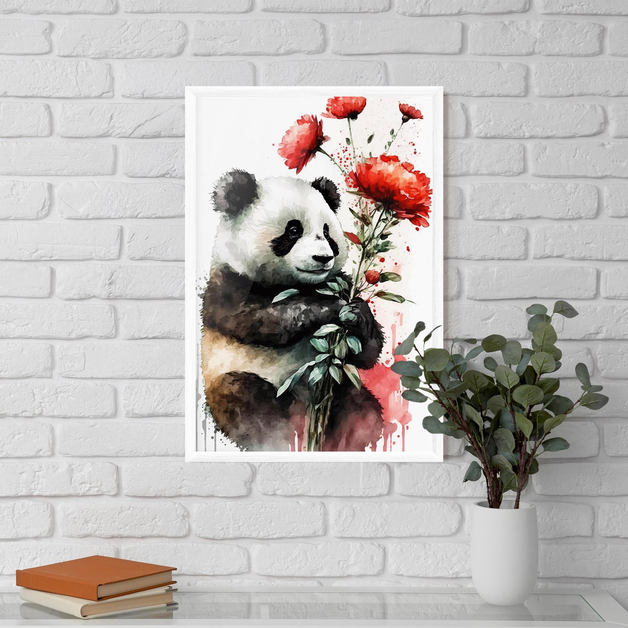 Plakat w Ramie Red Flower Panda mockup 5