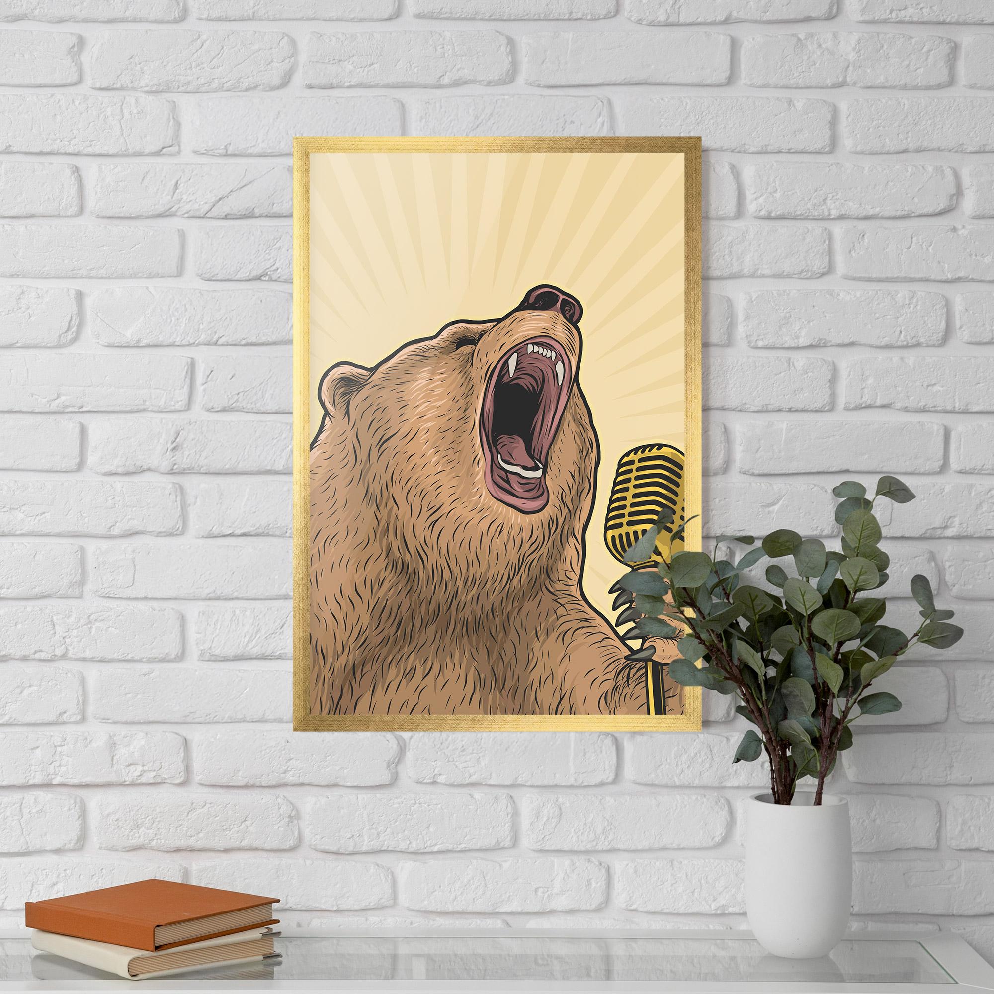 Plakat w Ramie Bear Singing mockup 5