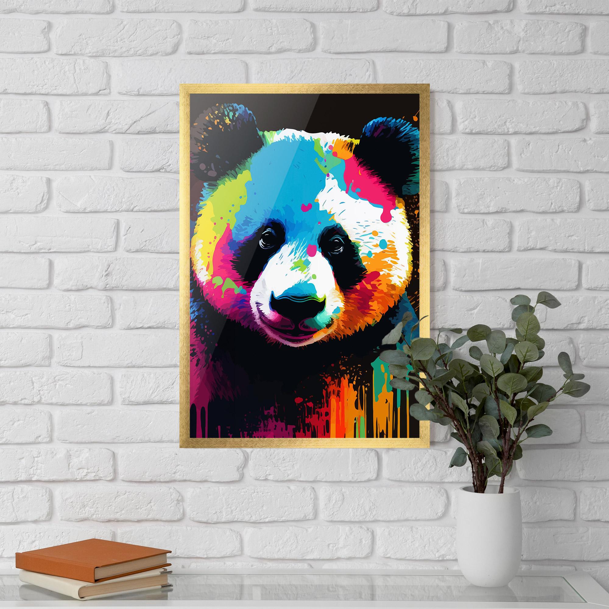 Plakat w Ramie Panda Color Art mockup 5
