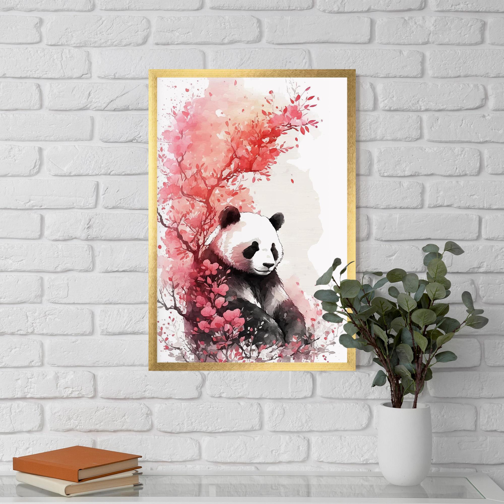 Plakat w Ramie Pink Flower Panda mockup 5
