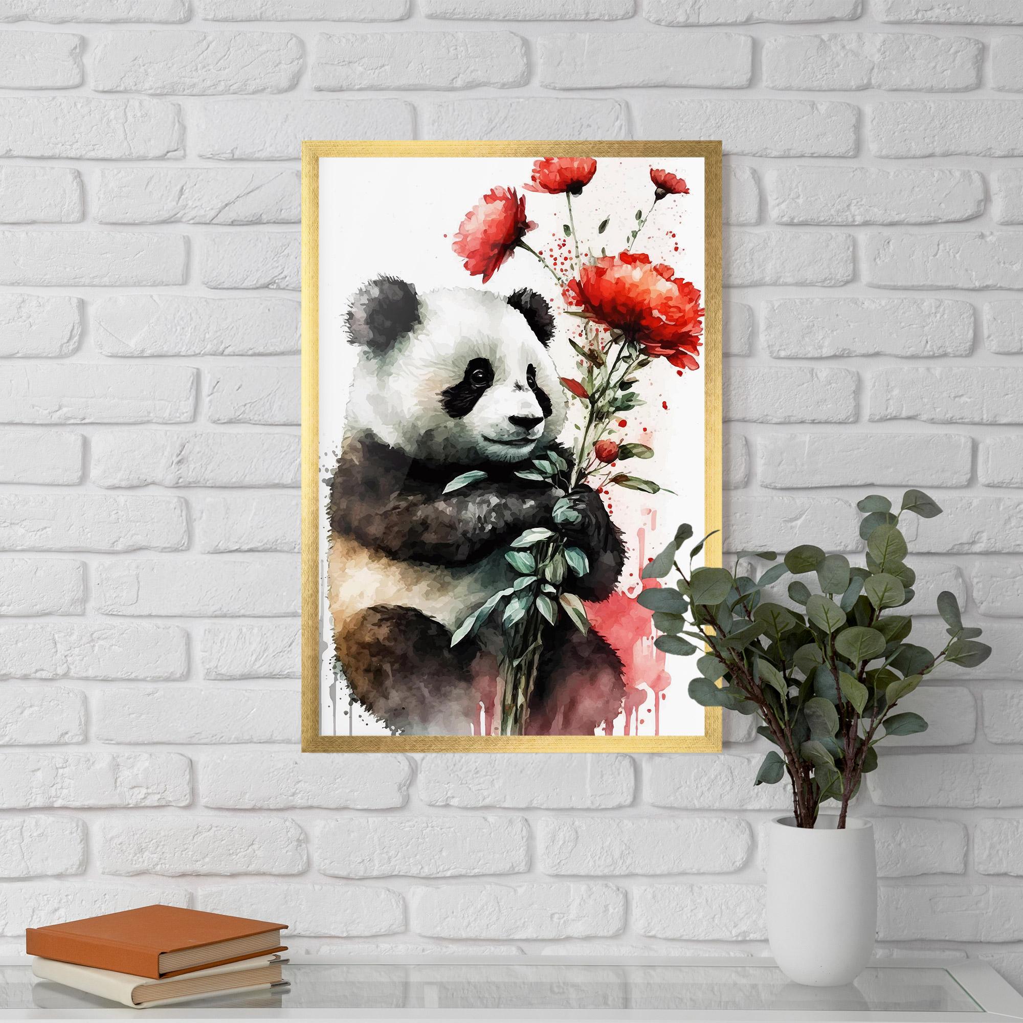 Plakat w Ramie Red Flower Panda mockup 5
