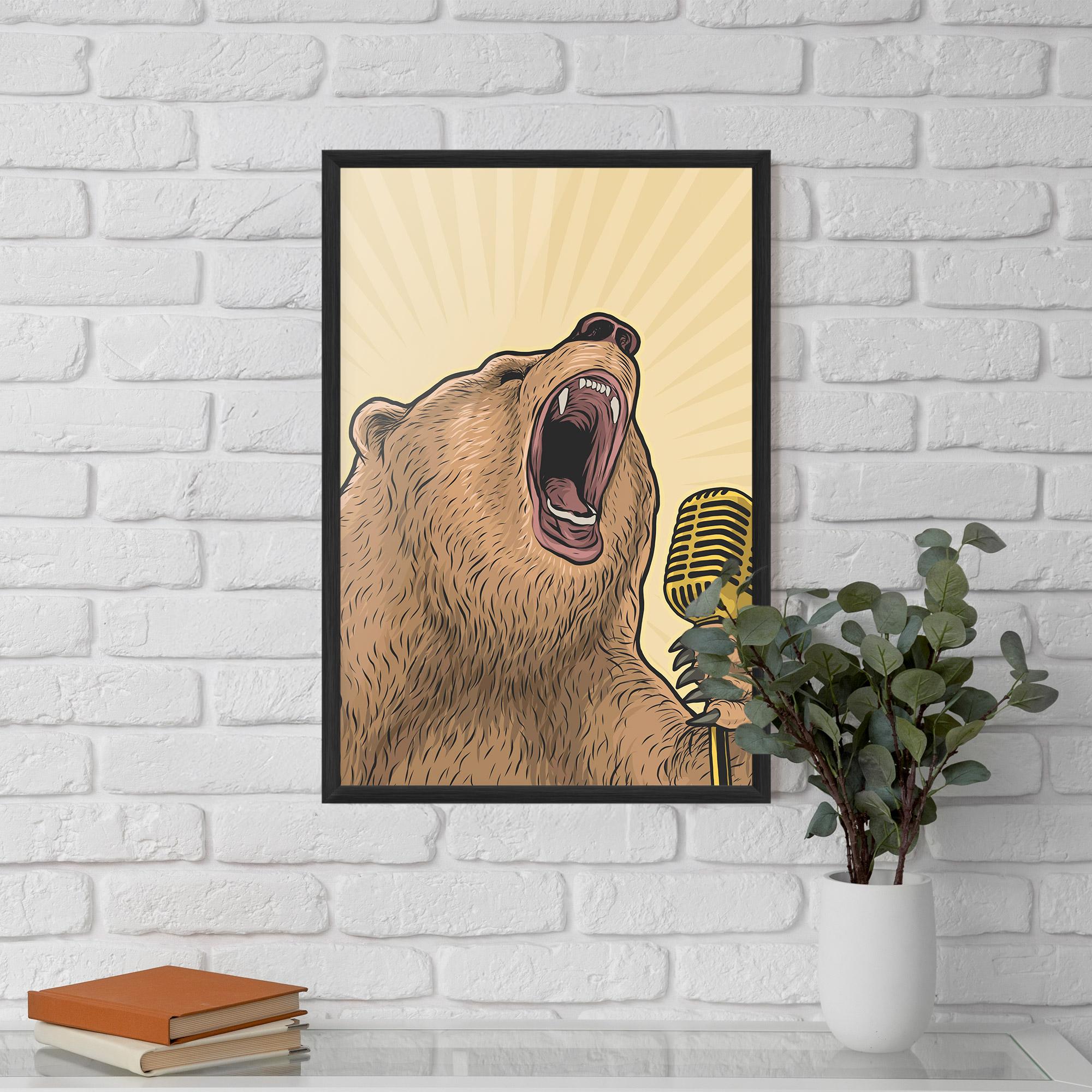 Plakat w Ramie Bear Singing mockup 5