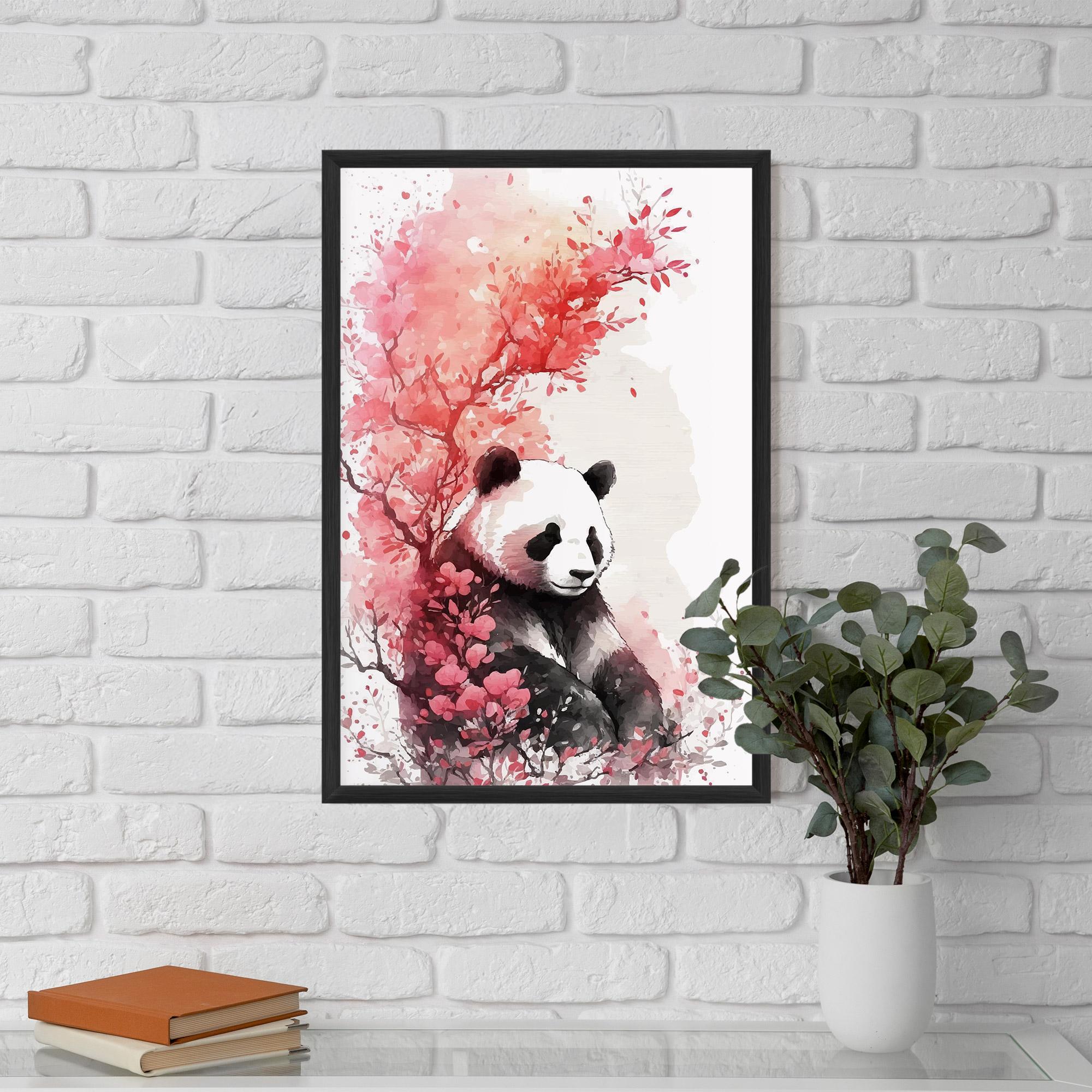 Plakat w Ramie Pink Flower Panda mockup 5
