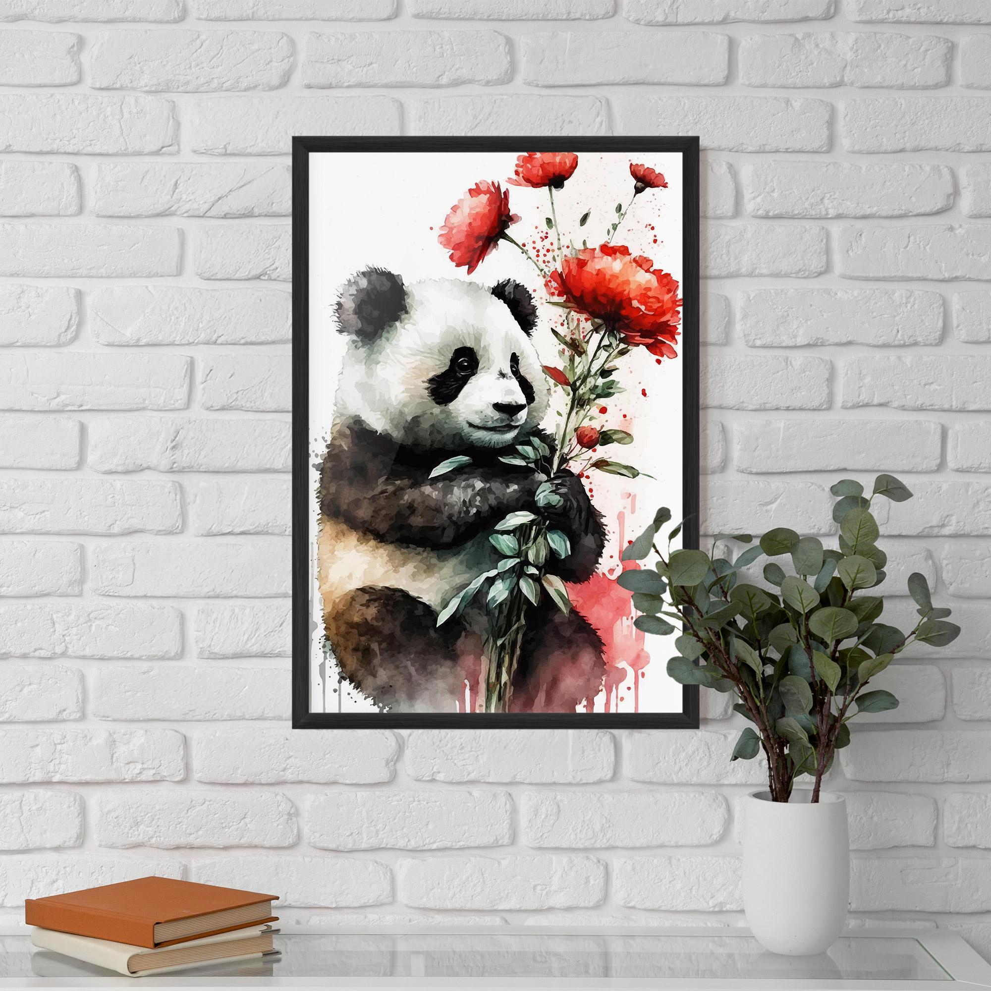 Plakat w Ramie Red Flower Panda mockup 5