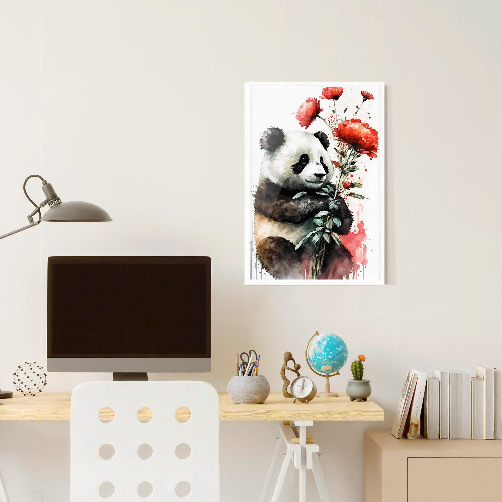 Plakat w Ramie Red Flower Panda mockup 6